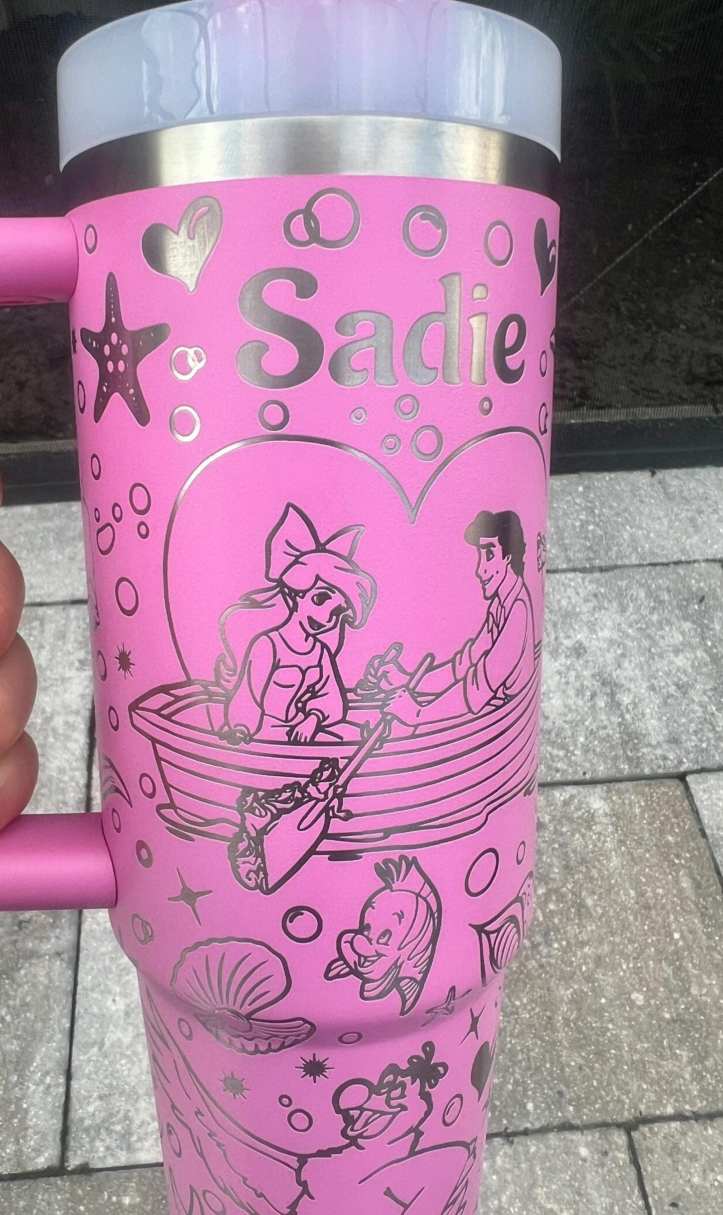 Little Mer Maid-30 OZ Stanley H2.0 Quencher Tumbler With Handle-Full Wrap Engraved