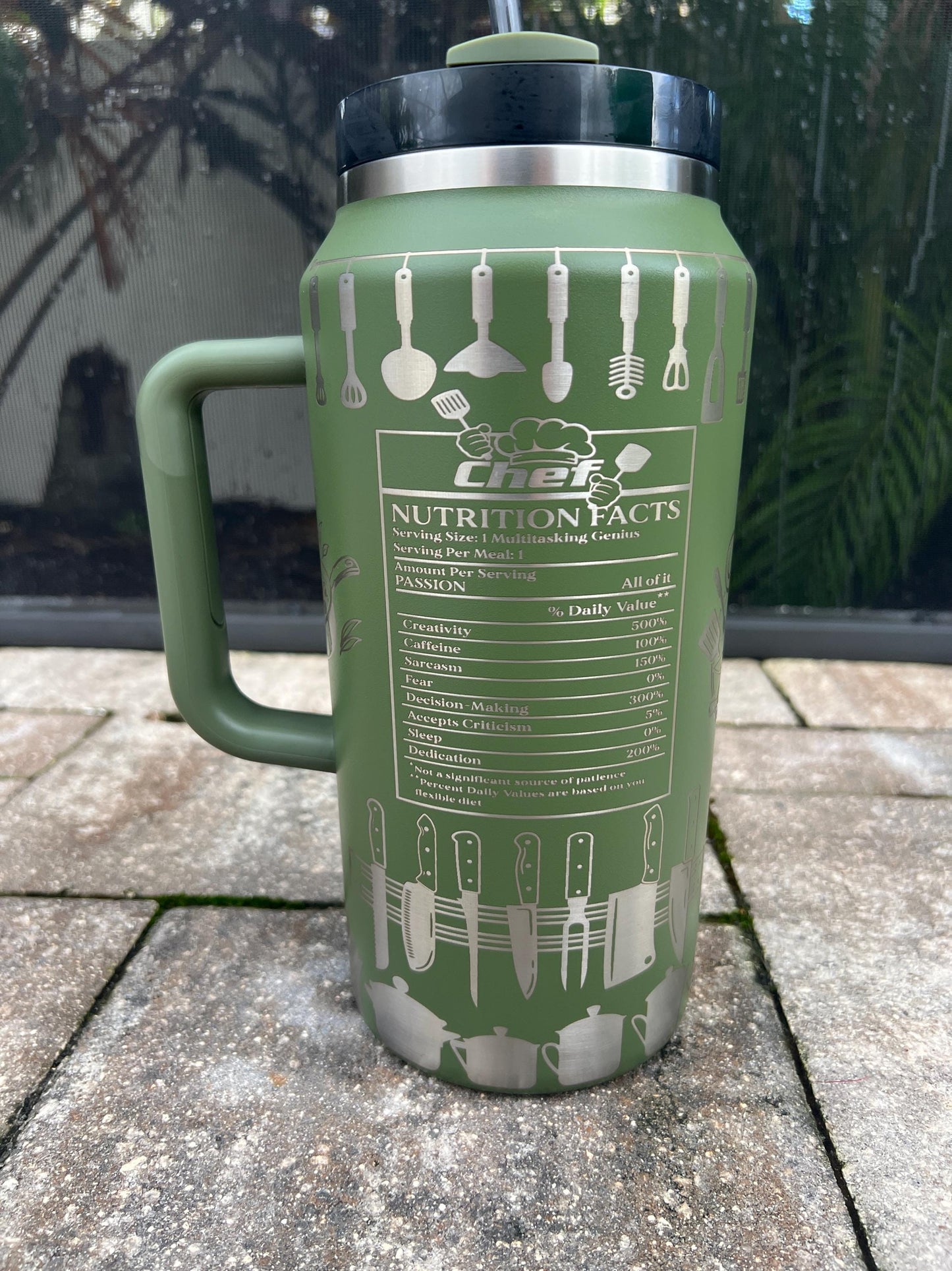 Chef Life Stanley Quencher: 64 Oz Laser Engraved Tumbler