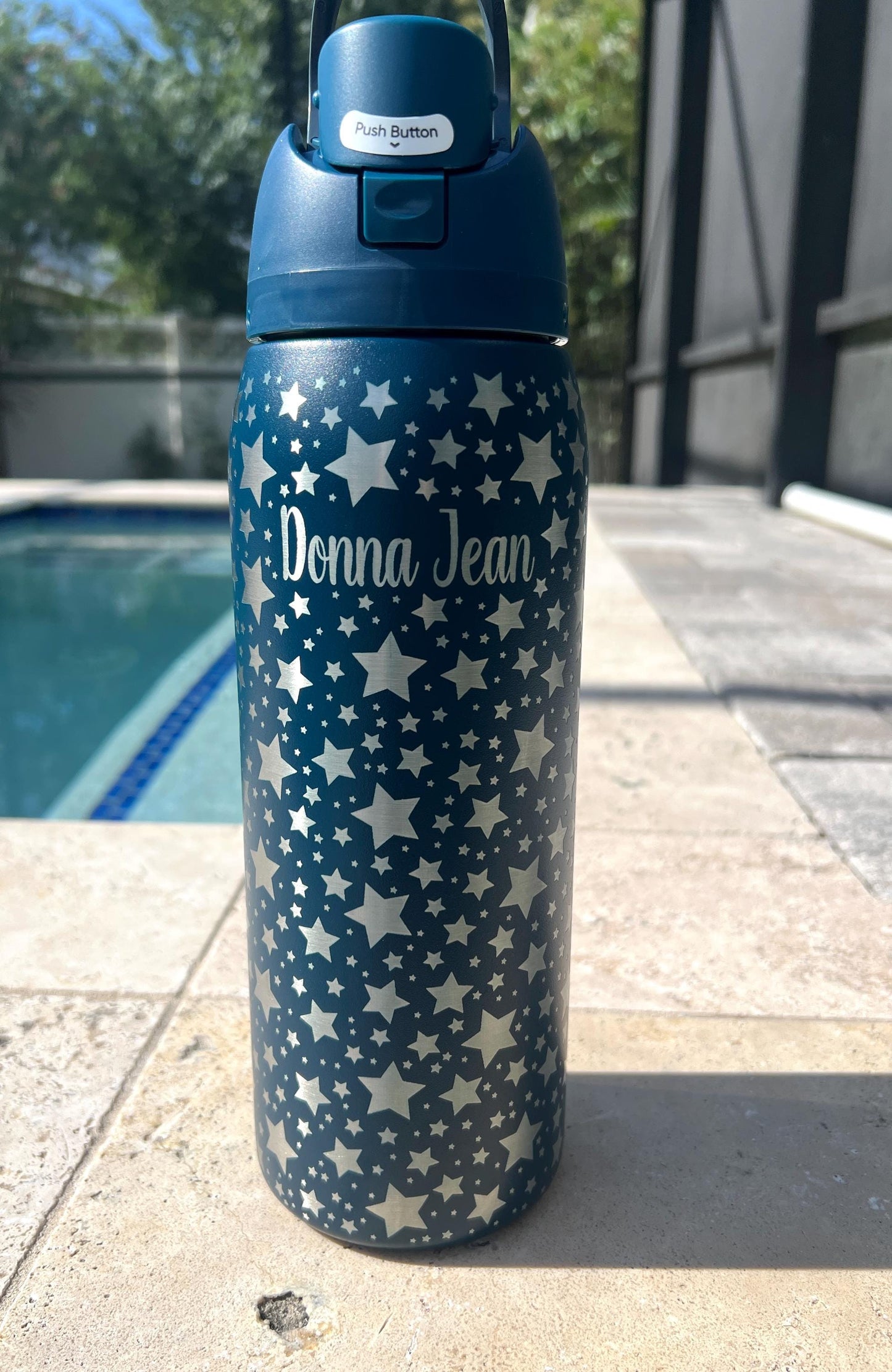 Engraved Stars Owala Tumbler: Full Wrap, Laser Engraved