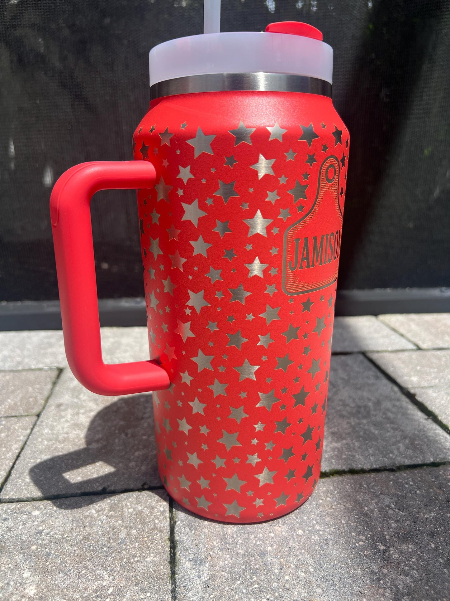 STARS -Stanley 64 Oz Quencher Tumbler/Cup-Full Wrap Laser Engraved,gifts for her, gifts for him, birthdays, holiday