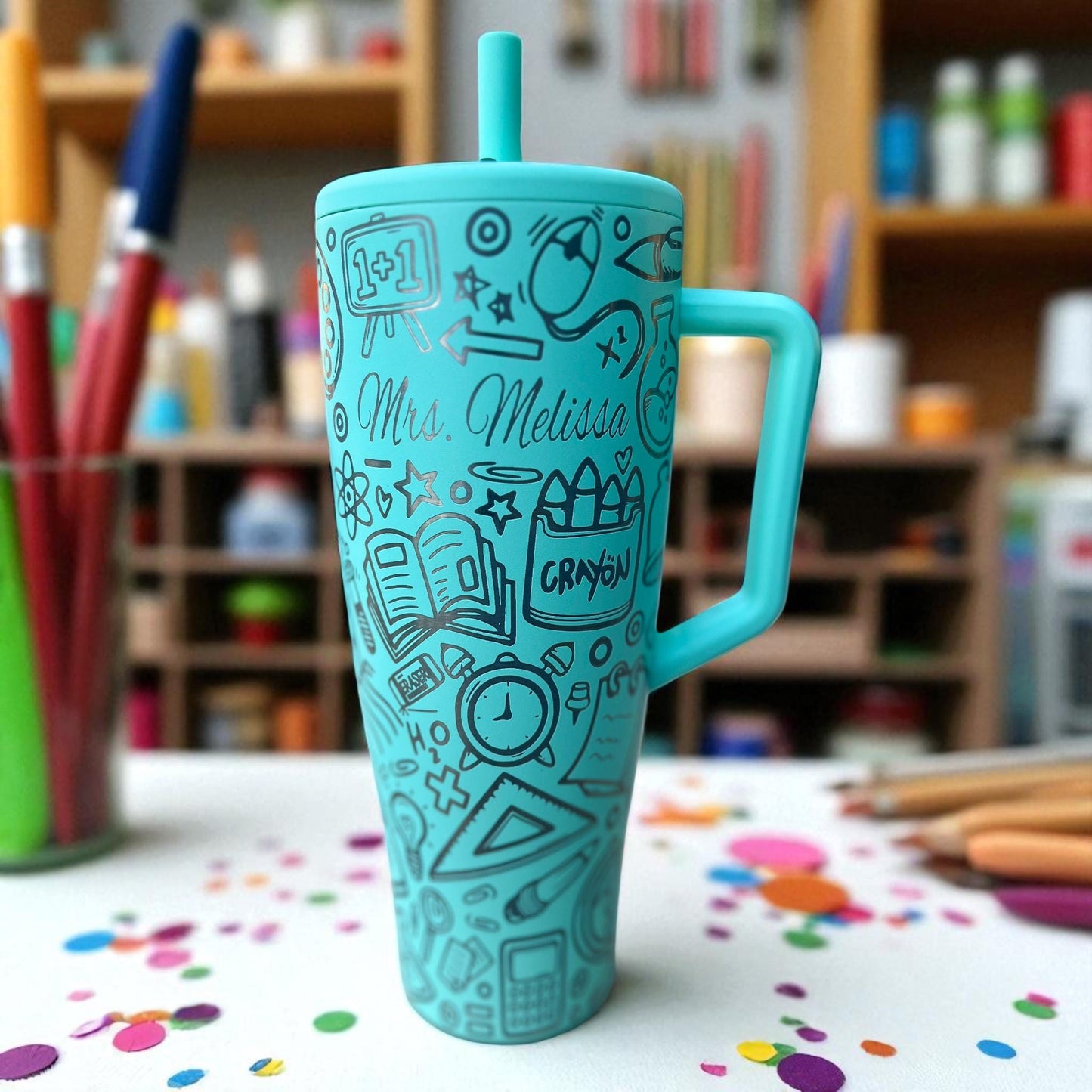 Teacher -40 OZ Brumate ERA Leakproof  Tumbler/ cup with Handle-Full Wrap Laser Engraved