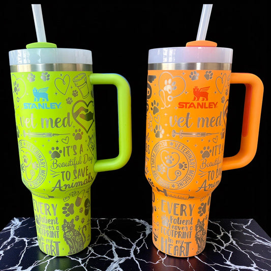 Vet Med Engraved 40 Oz Stanley Or Unbranded Quencher H2.0 Travel Tumbler