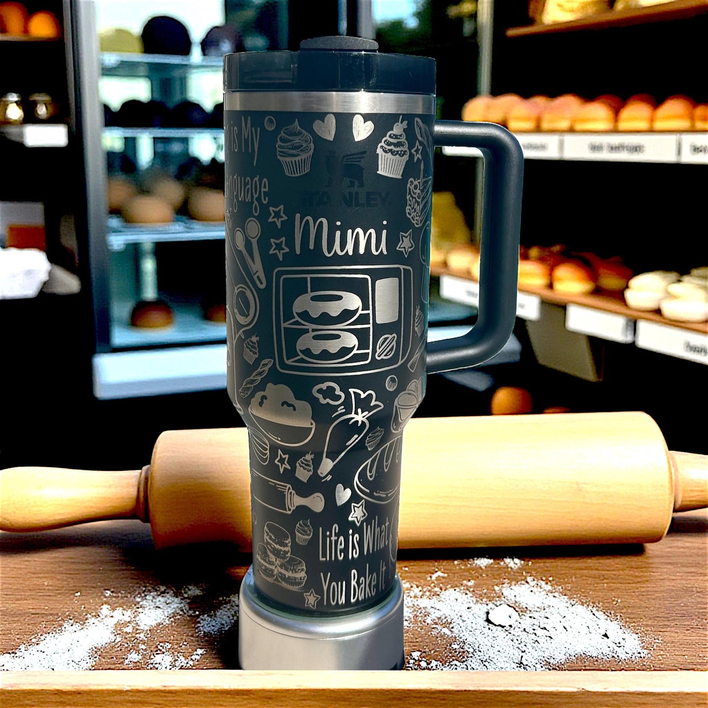 Laser Engraved Baking Stanley Tumbler - 40 oz Quencher with Handle