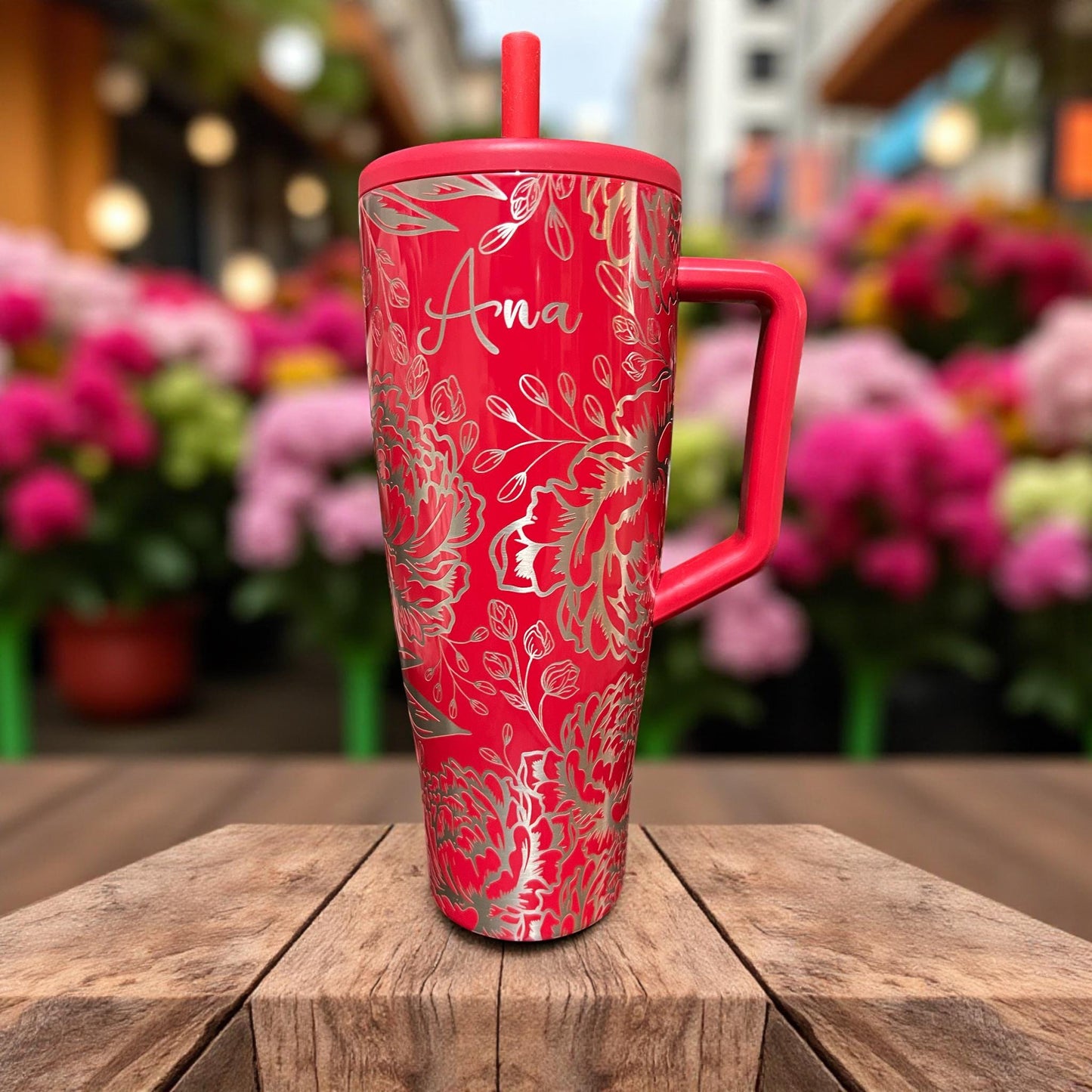 Peony -40 OZ Brumate ERA Leakproof  Tumbler/ cup with Handle-Full Wrap Laser Engraved