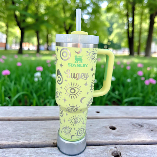 Turkish Evil Eye Stanley Quencher: 40 Oz Engraved Travel Tumbler
