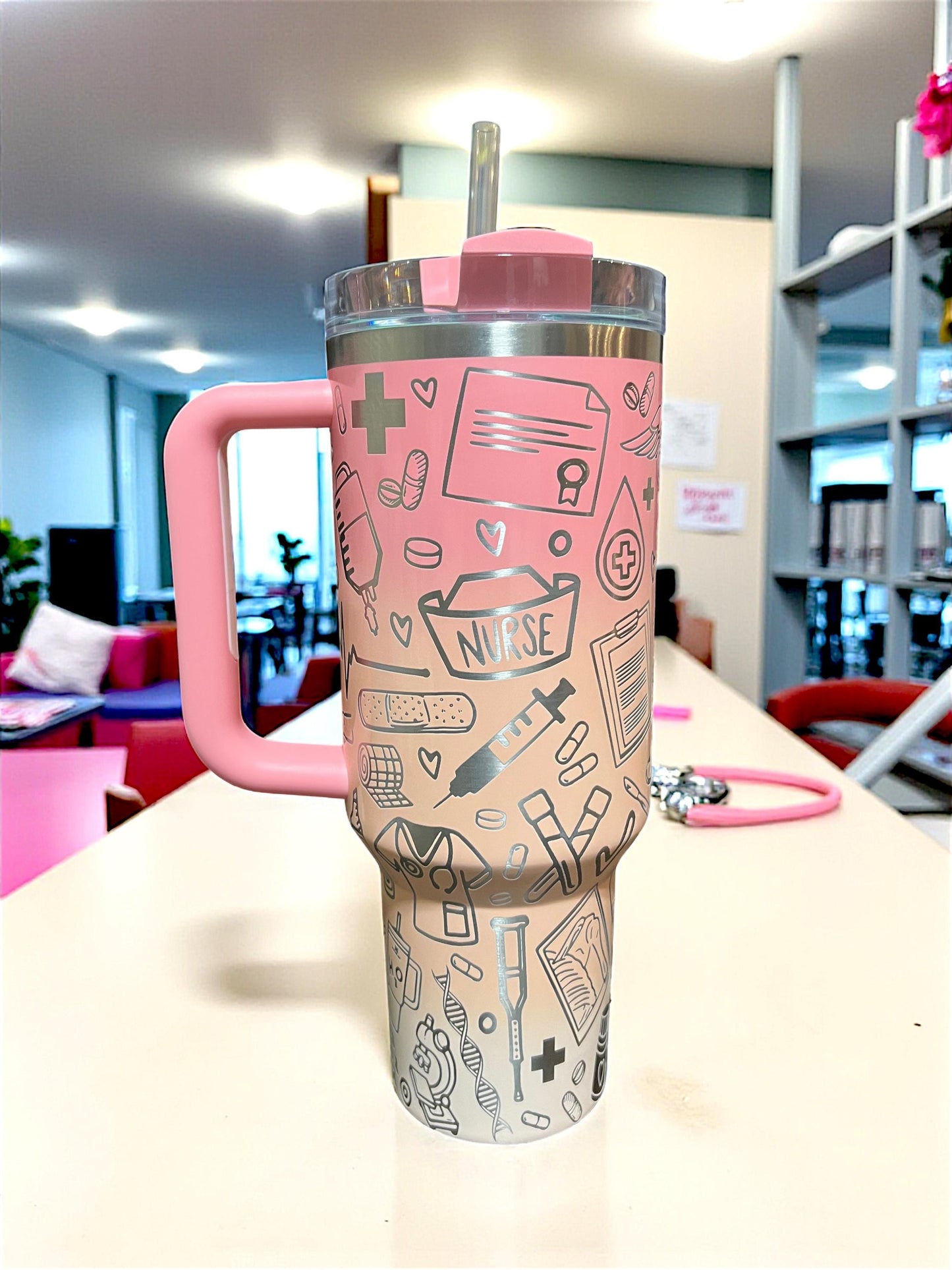 Nurse Life Laser Engraved Tumbler: 40oz Personalized Stanley Travel Mug