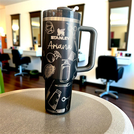 Hair Stylist Engraved Stanley Tumbler - 40 Oz Quencher with Handle
