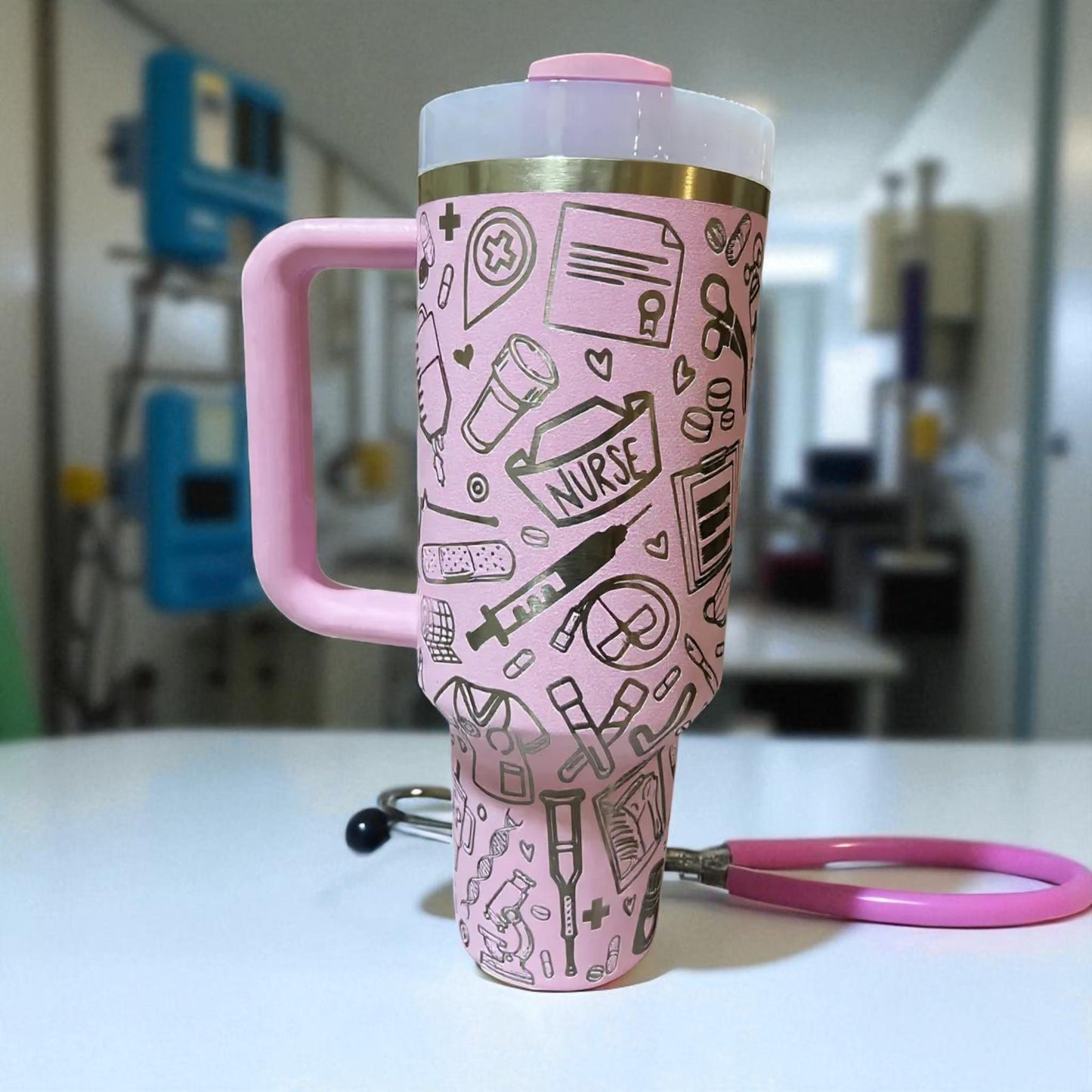 Nurse Life Laser Engraved Tumbler: 40oz Personalized Stanley Travel Mug