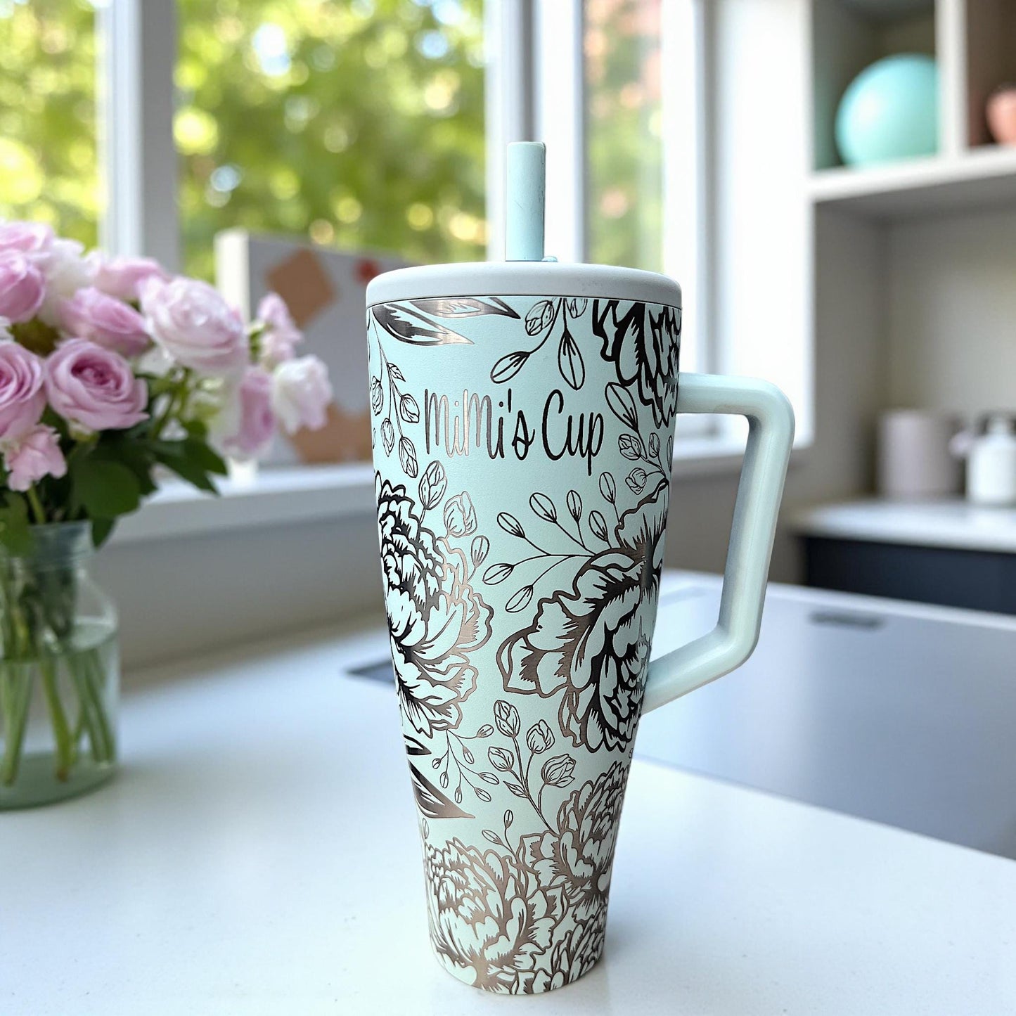 Peony -40 OZ Brumate ERA Leakproof  Tumbler/ cup with Handle-Full Wrap Laser Engraved