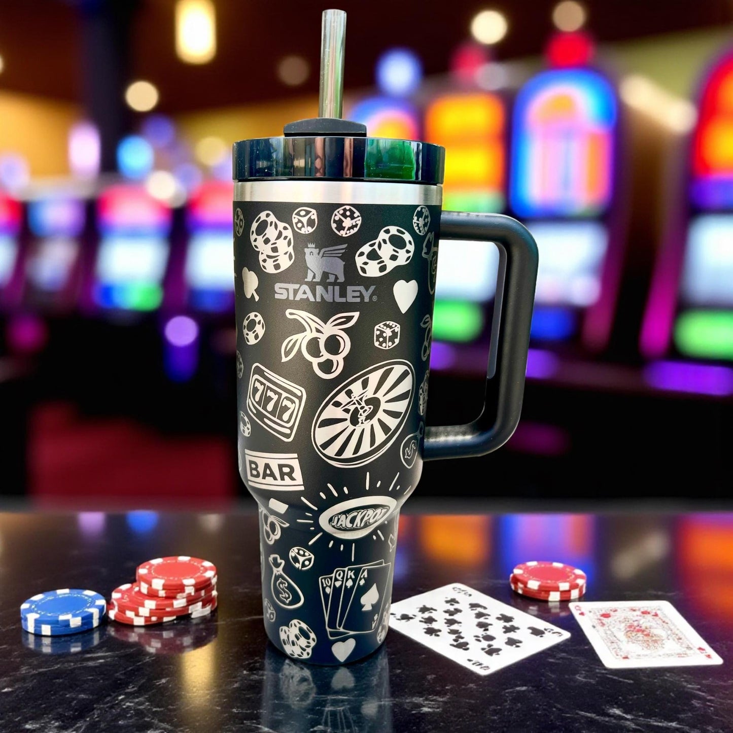 CASINO-Engraved Stanley Travel Quencher H2.0 Tumbler -40 OZ