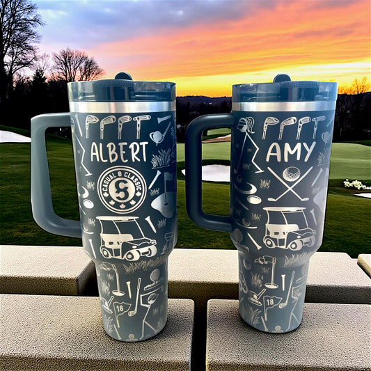 Engraved Stanley 40 Oz Tumbler: Personalized Golf Doodles Protour Cup