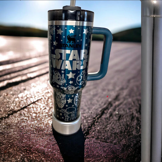 Star Wars Stanley 40oz Quencher: Full Wrap Laser Engraved Travel Tumbler
