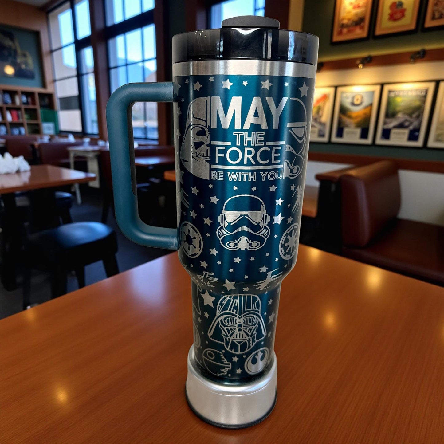 Star Wars Stanley 40oz Quencher: Full Wrap Laser Engraved Travel Tumbler