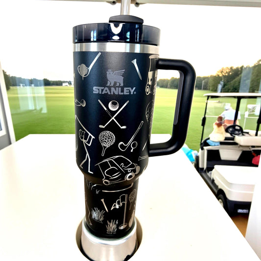 Laser Engraved Golf Doodles Stanley 40oz Quencher Tumbler