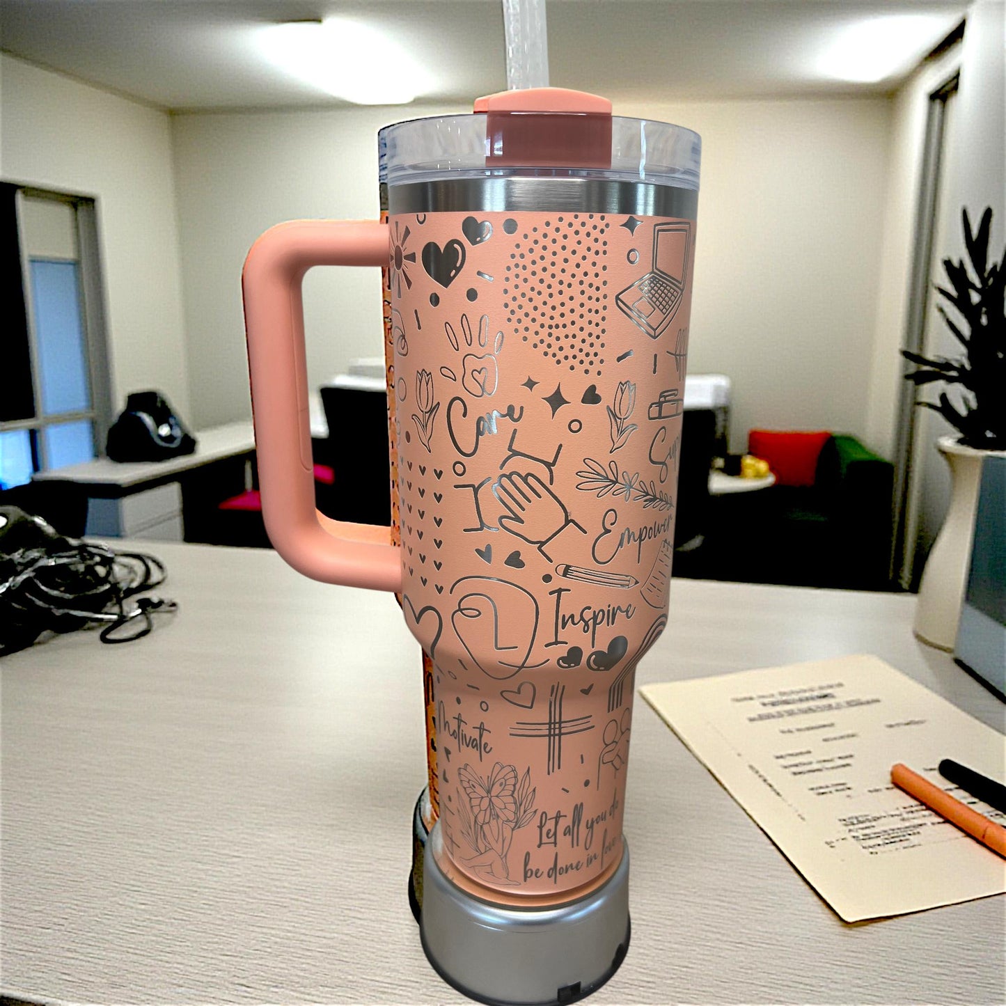 Laser Engraved Social Worker Tumbler - 40 Oz Stanley or Unbranded Travel Quencher