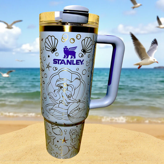 Little Mer Maid-30 OZ Stanley H2.0 Quencher Tumbler With Handle-Full Wrap Engraved