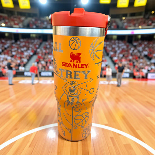 Laser Engraved Basketball Stanley Iceflow Tumbler - 30 Oz Flipstraw