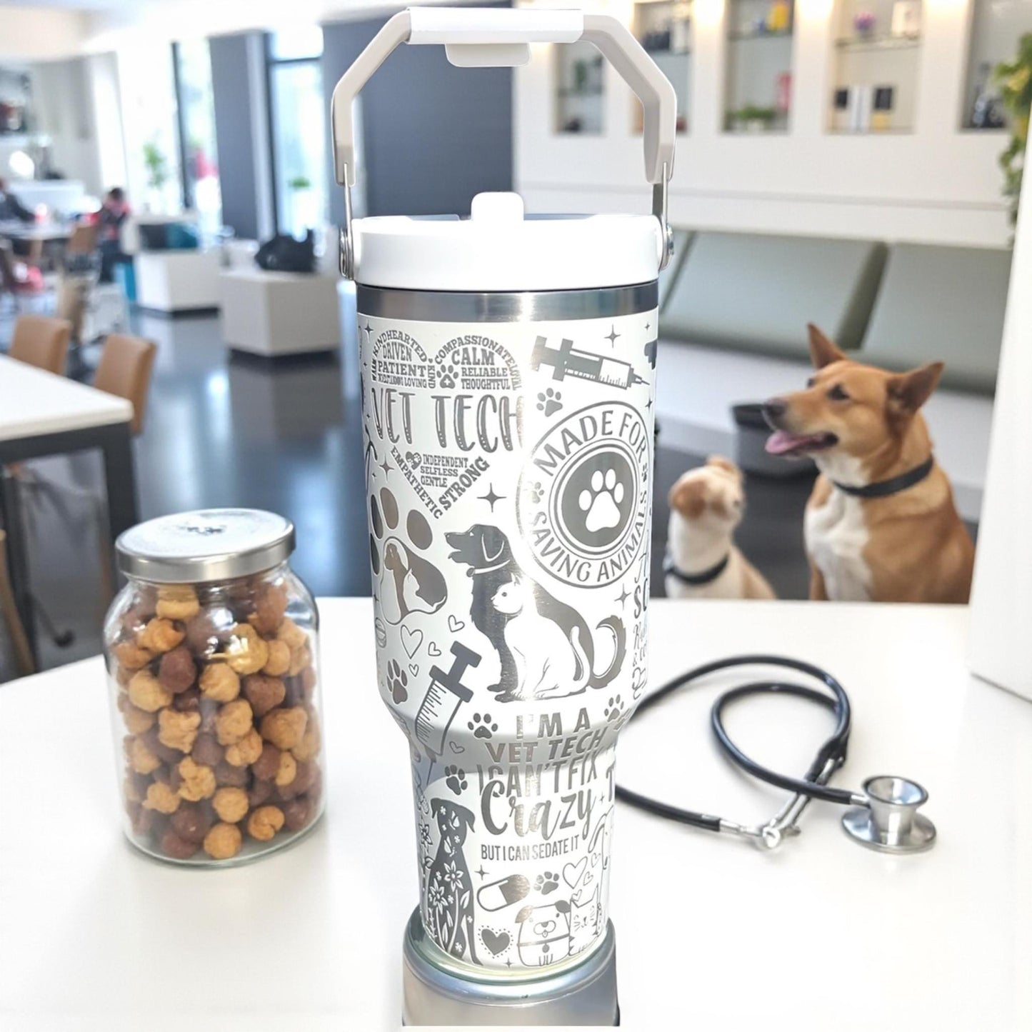 Vet Tech 40 OZ Stanley Iceflow Flipstraw-Full Wrap Laser Engraved,Gifts for Him, Collectors,Holiday Presents, Birthdays, Dad