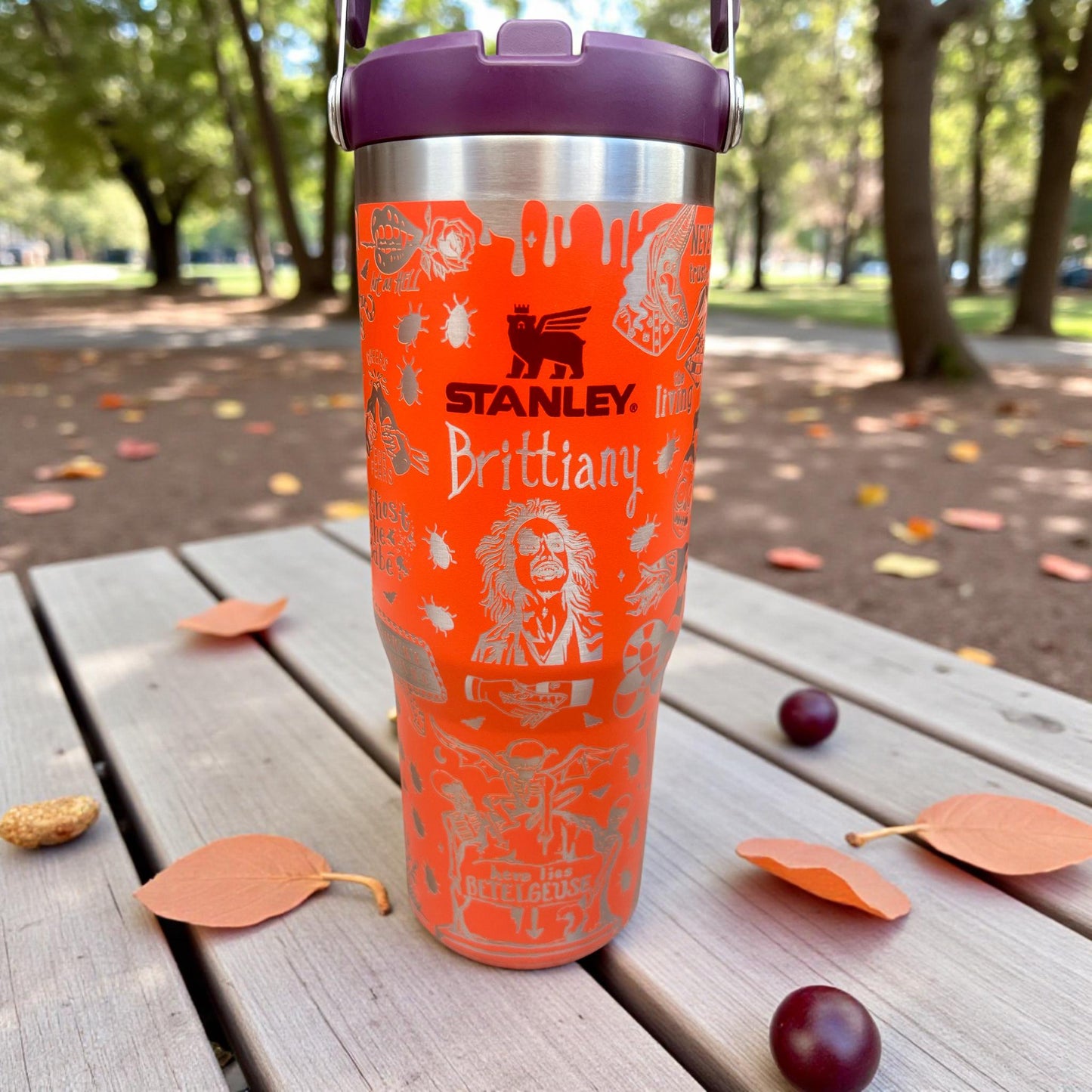 Beetlejuice Engraved Stanley Iceflow Tumbler - 30 oz Flip Straw Cup