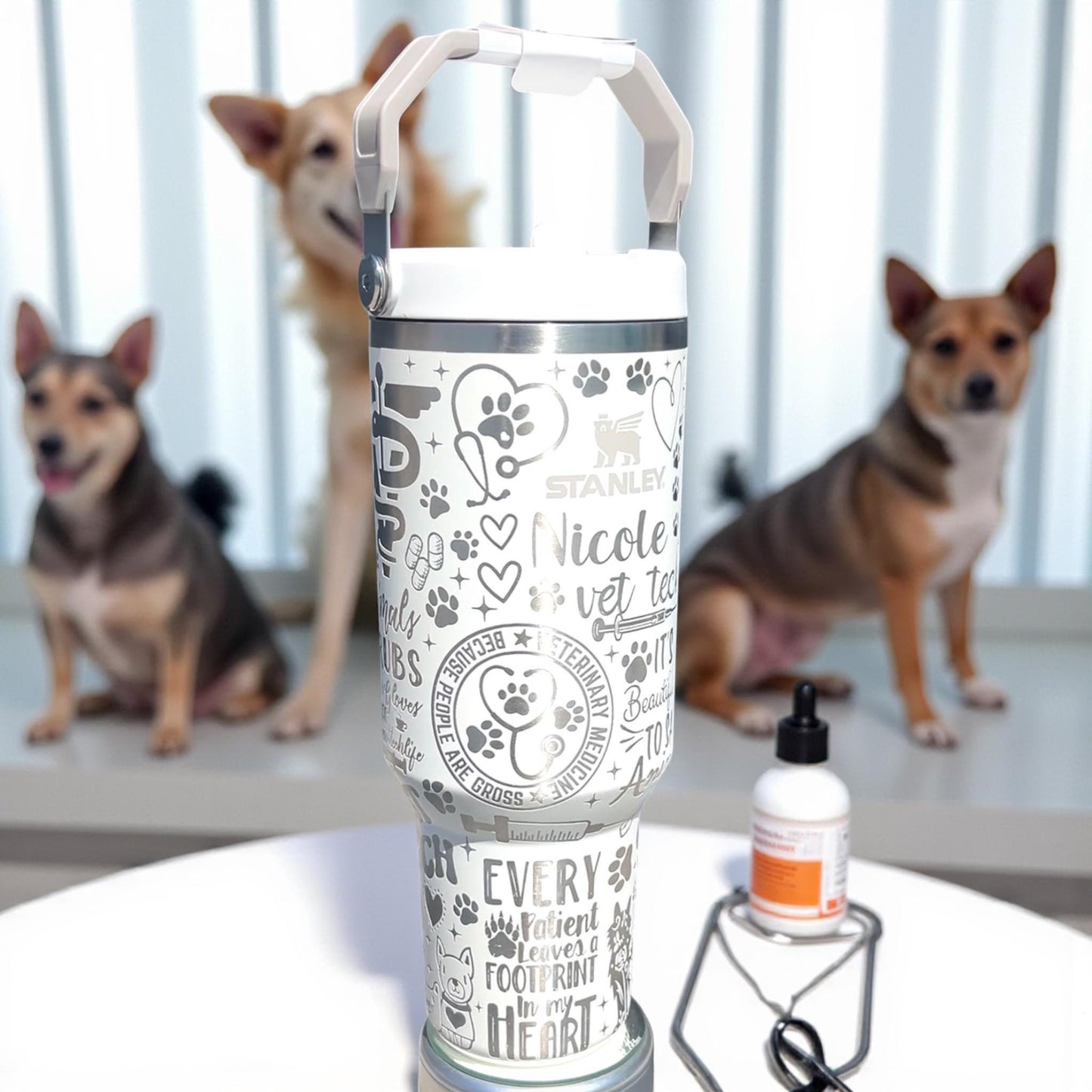 Vet Tech 40 OZ Stanley Iceflow Flipstraw-Full Wrap Laser Engraved,Gifts for Him, Collectors,Holiday Presents, Birthdays, Dad