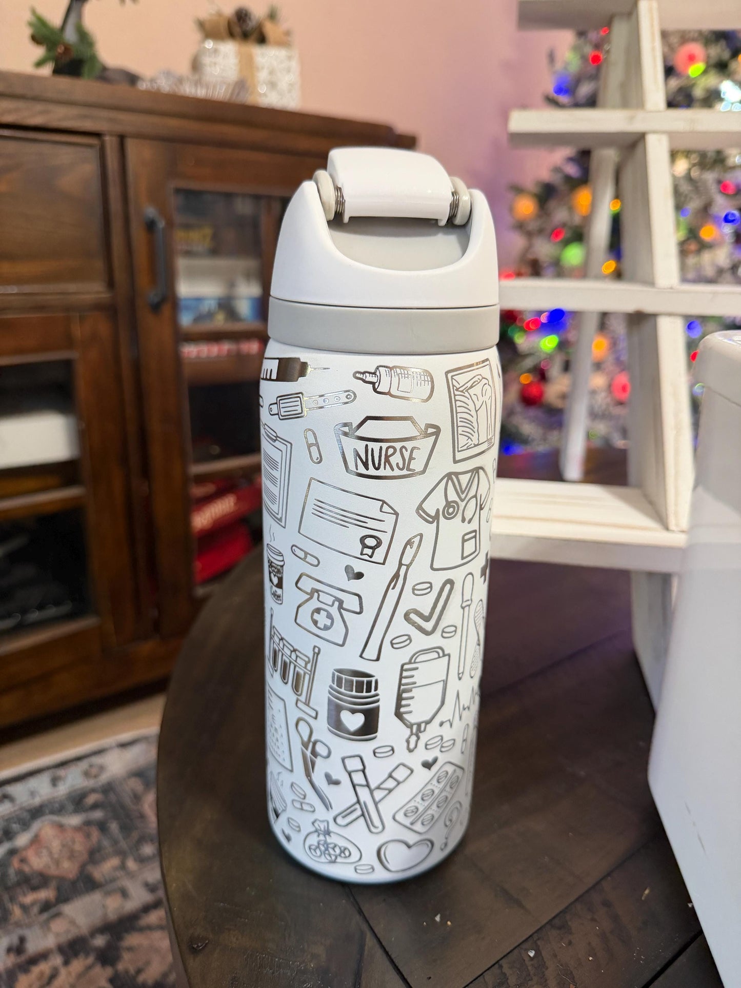 Nurse Life -32 oz Owala Dupe Free Sip Tumbler, Full wrap engraved