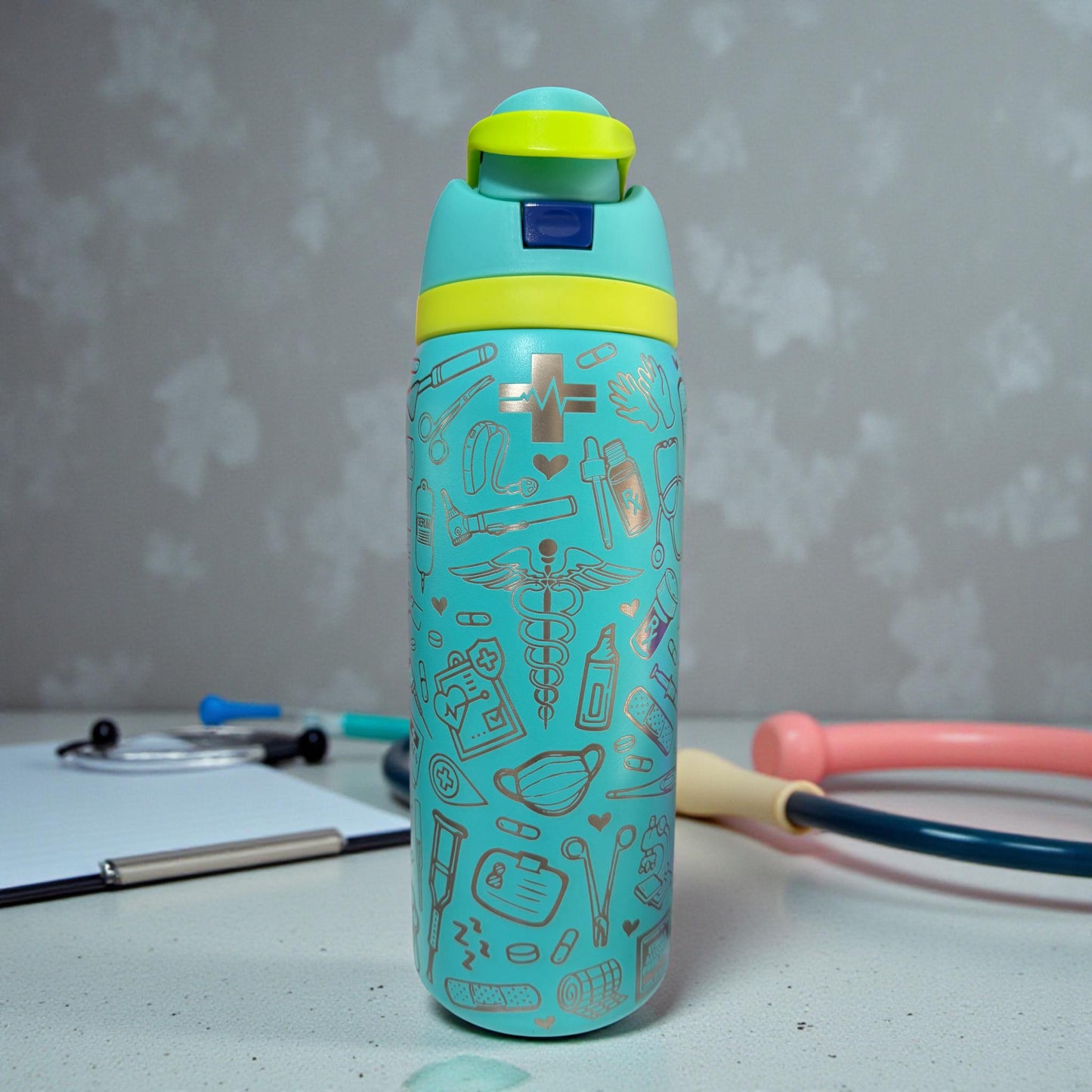 Nurse Life -32 oz Owala Dupe Free Sip Tumbler, Full wrap engraved