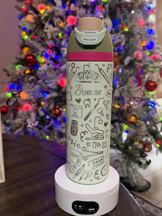 Personailzed Laser Engraved Dental Owala FreeSip Tumbler – Full Wrap