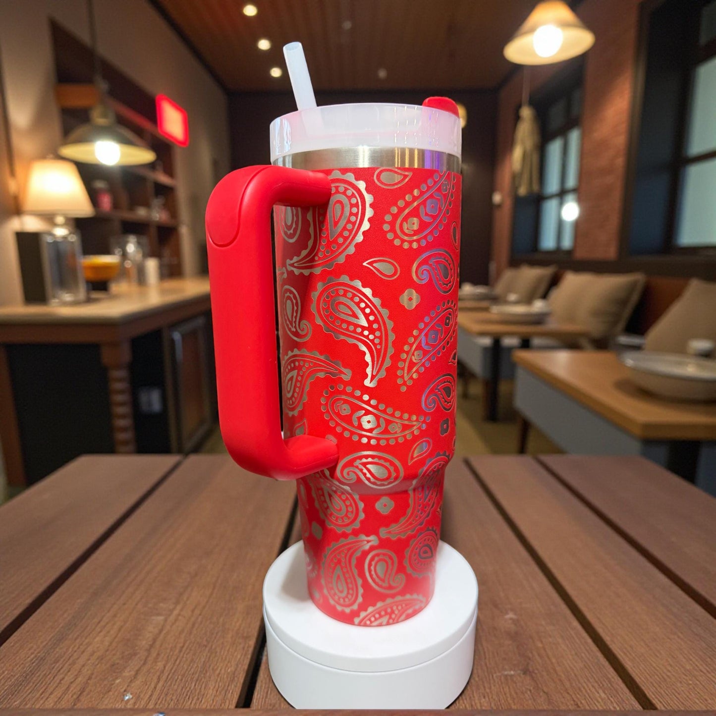 Bandana Pattern - 30 OZ Stanley H2.0 Quencher Tumbler With Handle-Full Wrap Engraved