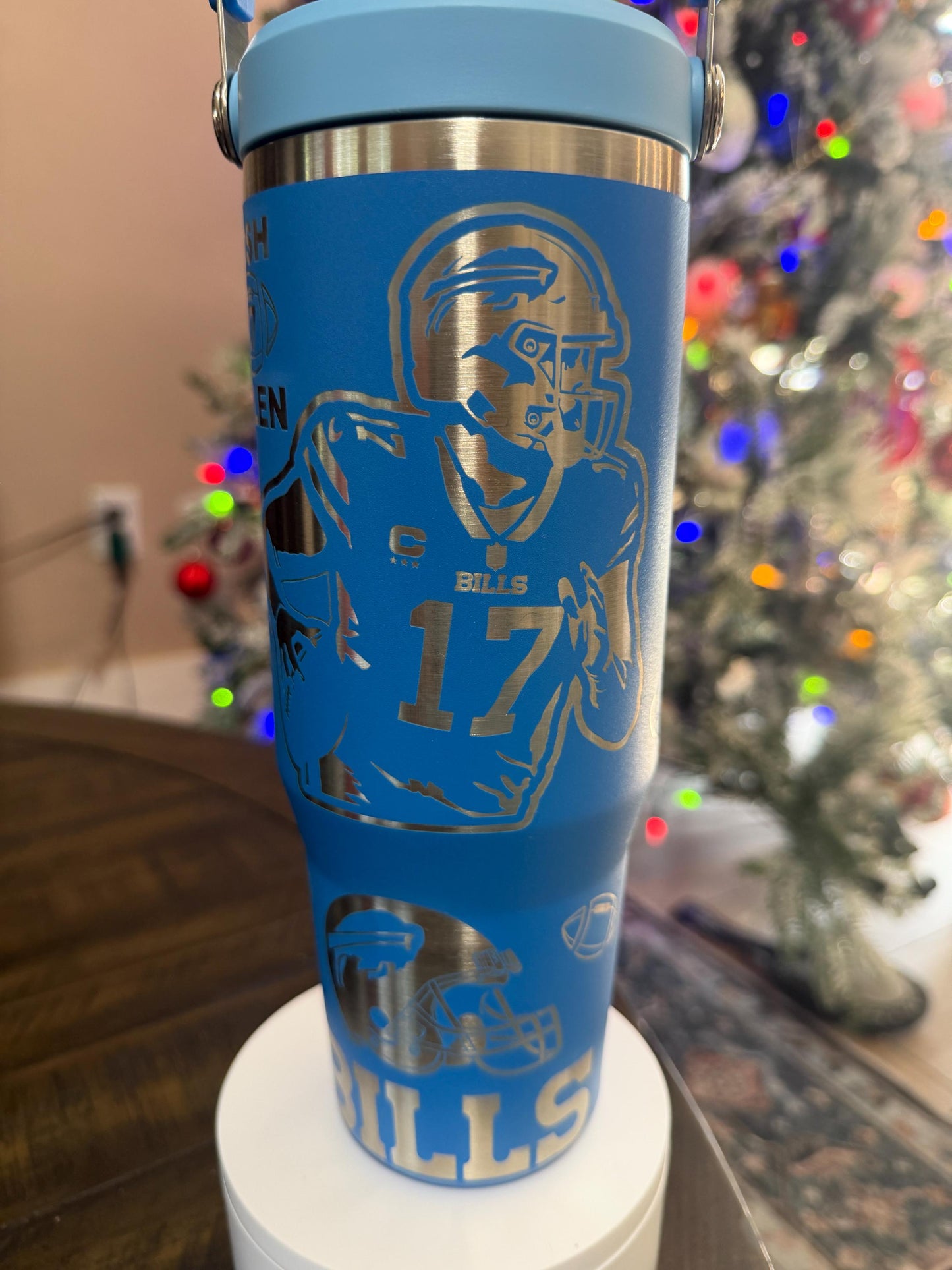 Custom Engraved Bills Stanley Tumbler – Azure IceFlow, Personalized Fan Gift
