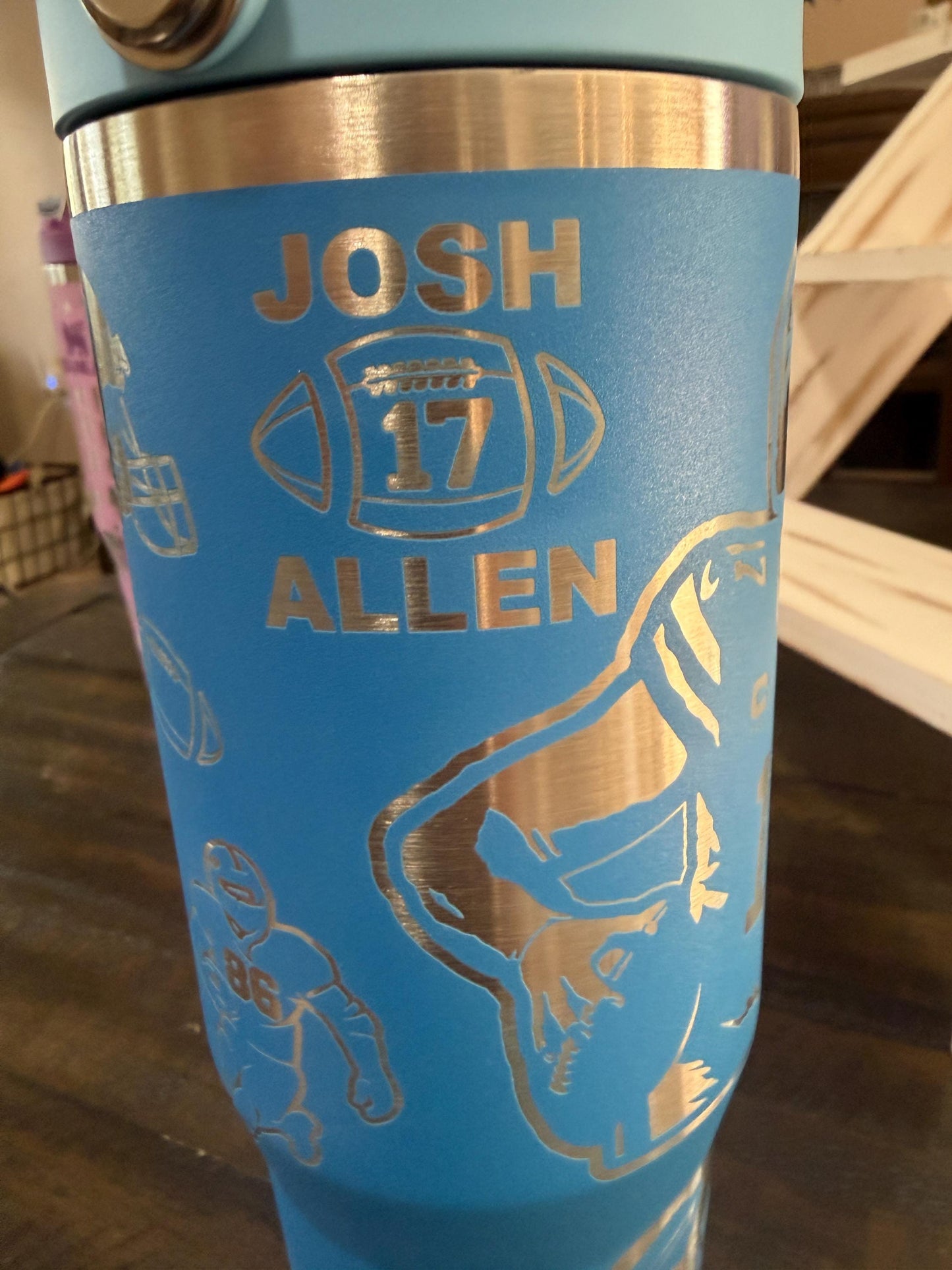 Custom Engraved Bills Stanley Tumbler – Azure IceFlow, Personalized Fan Gift