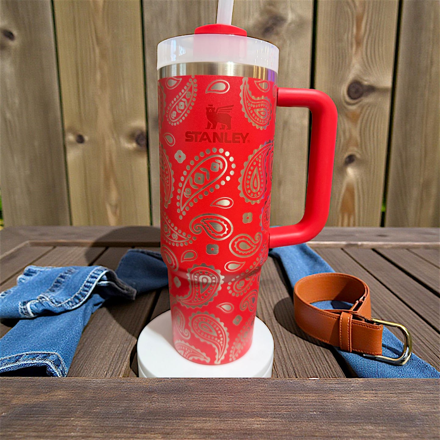 Bandana Pattern - 30 OZ Stanley H2.0 Quencher Tumbler With Handle-Full Wrap Engraved