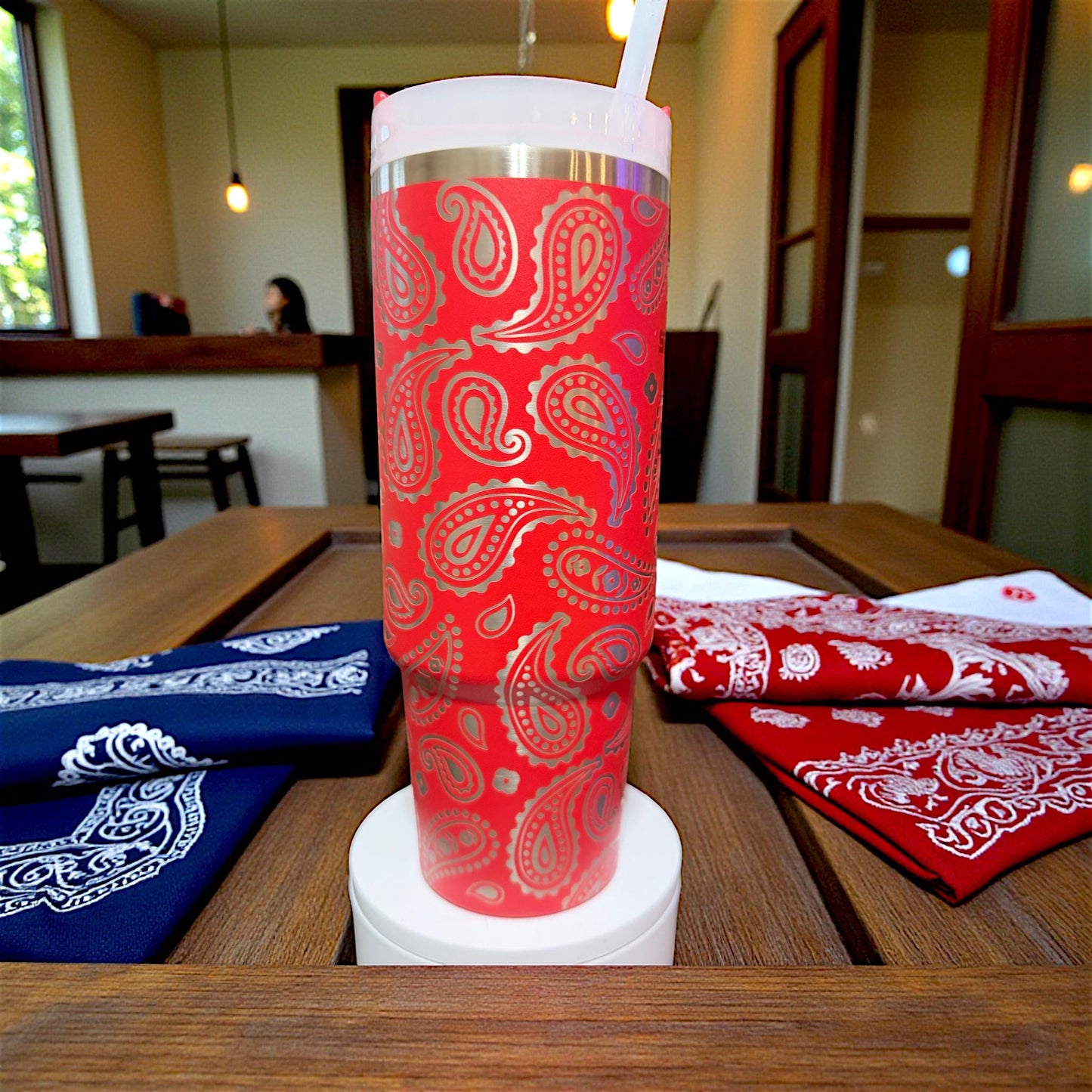 Bandana Pattern - 30 OZ Stanley H2.0 Quencher Tumbler With Handle-Full Wrap Engraved