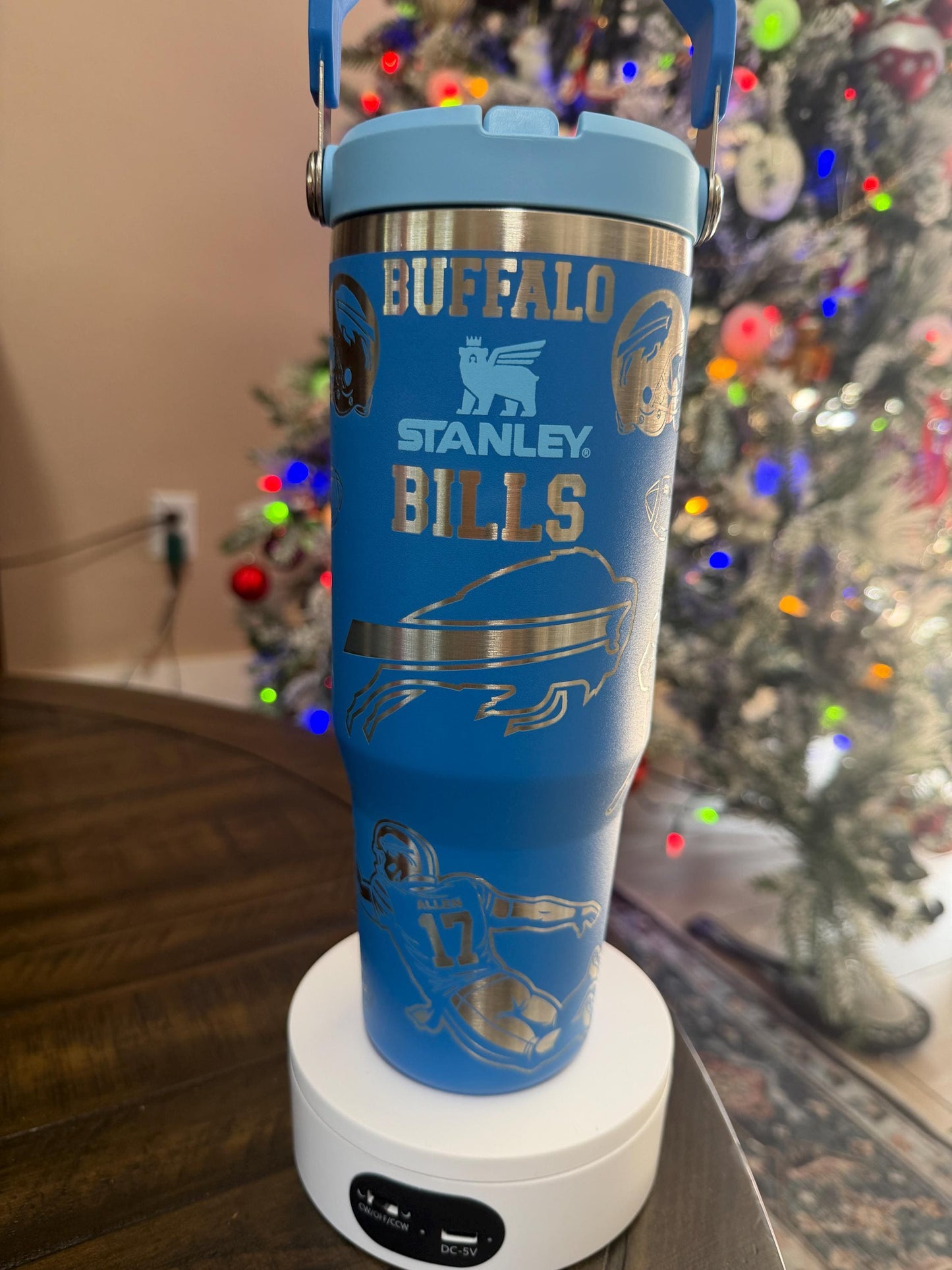 Custom Engraved Bills Stanley Tumbler – Azure IceFlow, Personalized Fan Gift