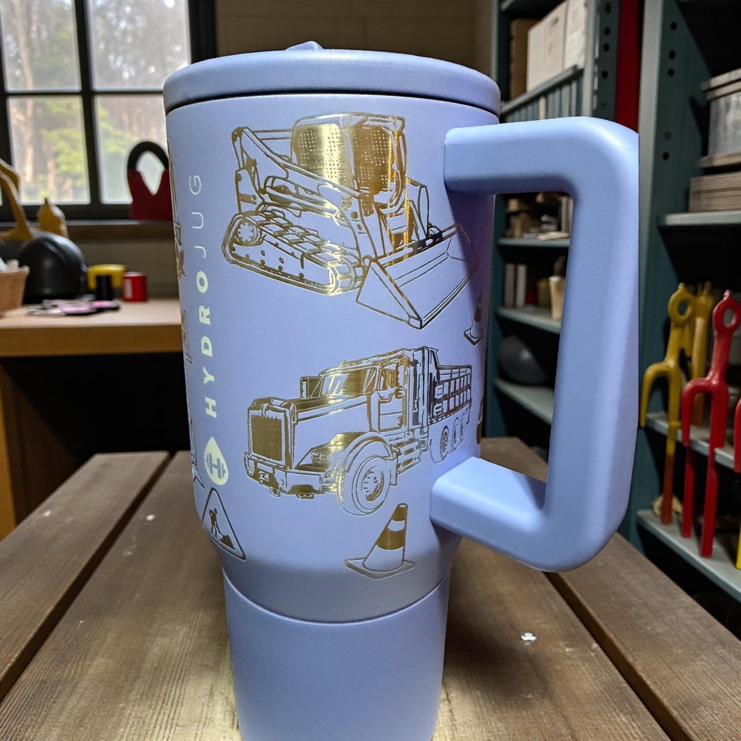 Construction Vehicles - Hydrojug 20 oz Traveler With Handle-Full Wrap Engraved