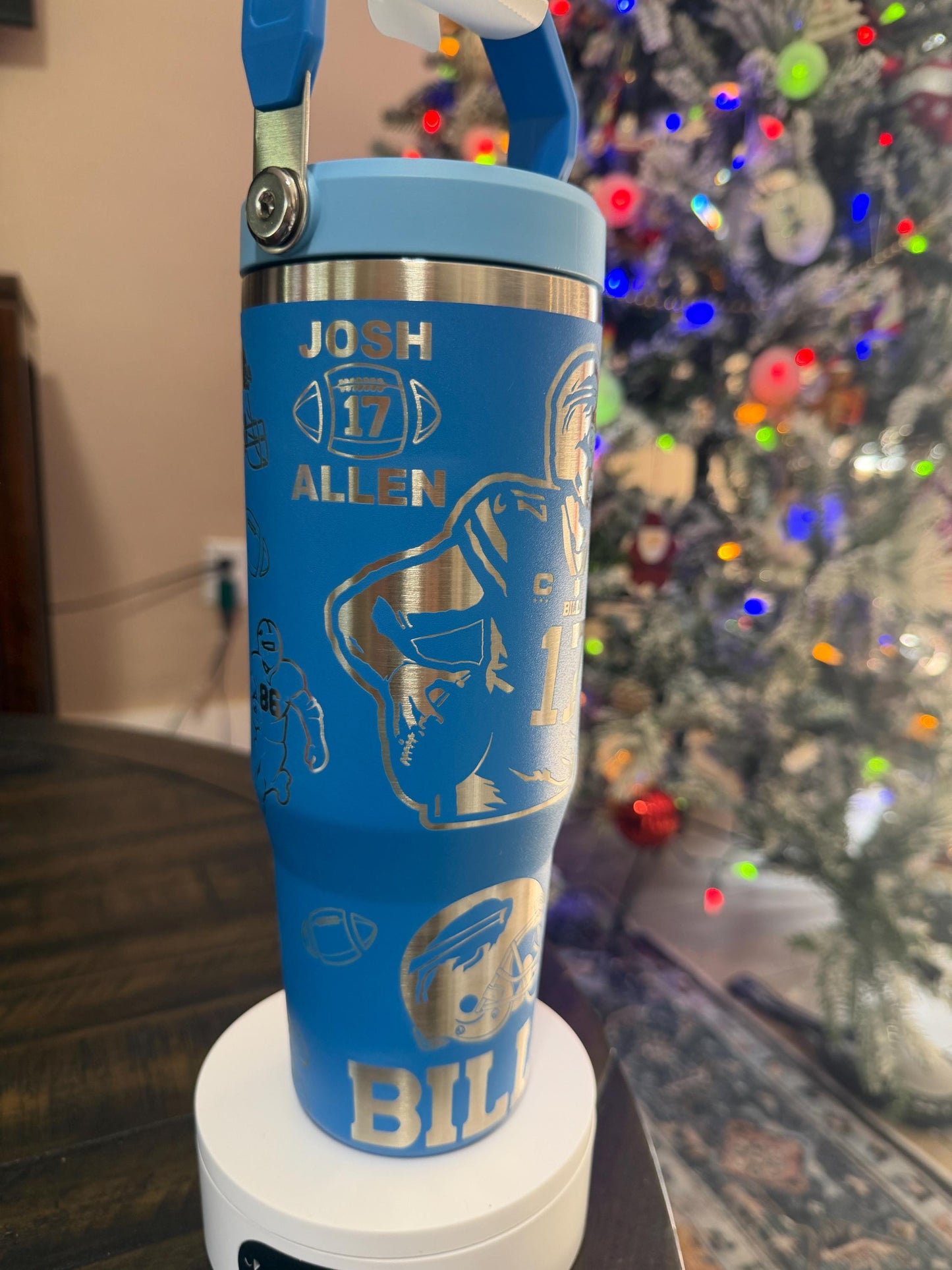 Custom Engraved Bills Stanley Tumbler – Azure IceFlow, Personalized Fan Gift