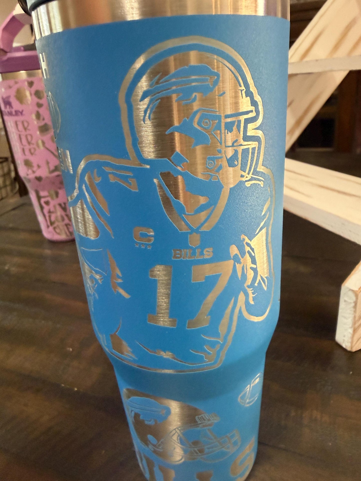 Custom Engraved Bills Stanley Tumbler – Azure IceFlow, Personalized Fan Gift