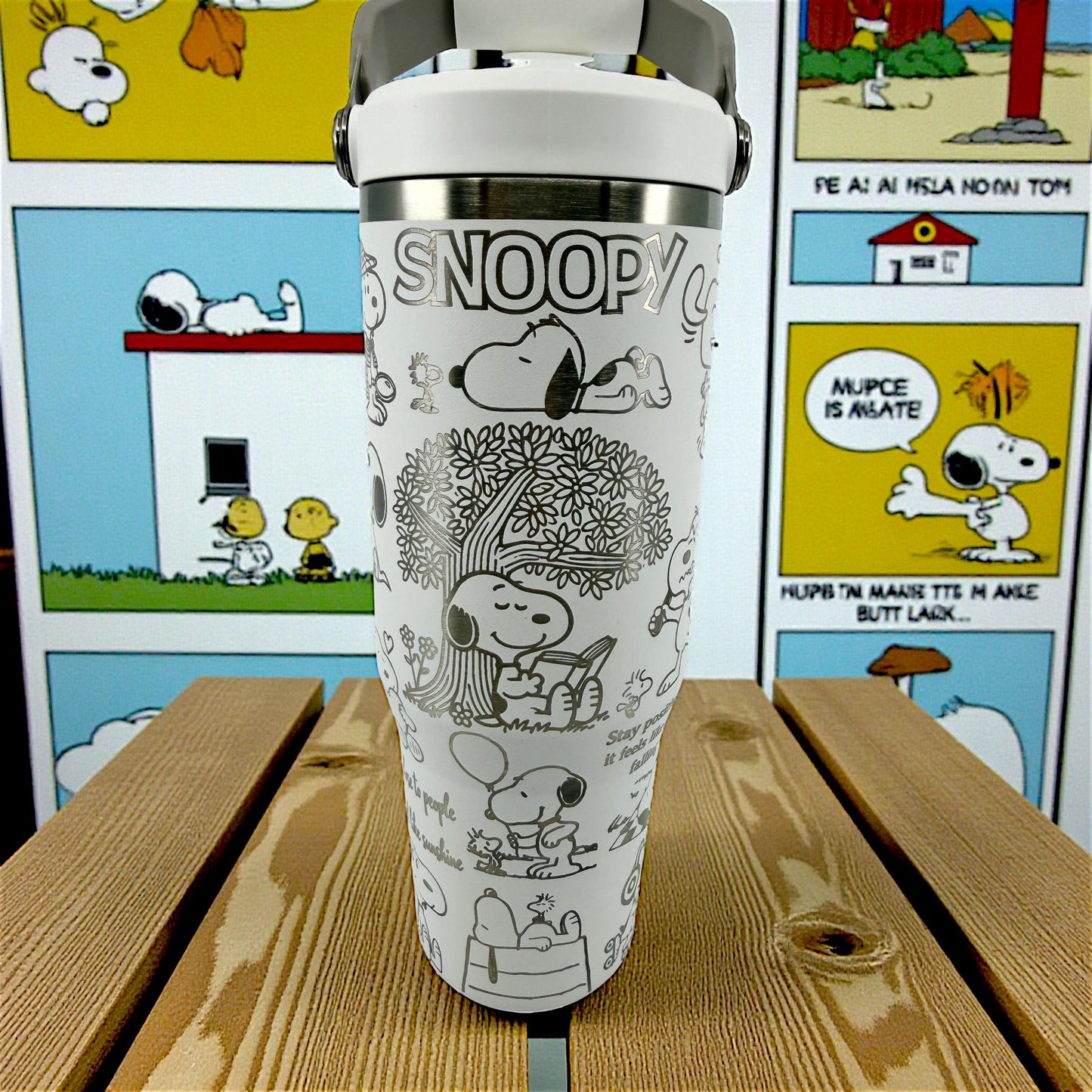 Laser Engraved Snoopy Peanuts 30 oz Stanley Tumbler – Iceflow Flipstraw