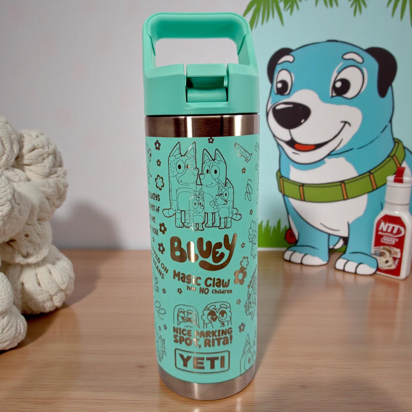 Bluey Inspired Yeti Rambler 18 0z Engraved Water Bottle