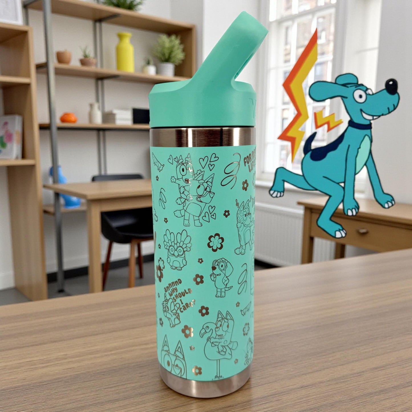 Bluey Inspired Yeti Rambler 18 0z Engraved Water Bottle