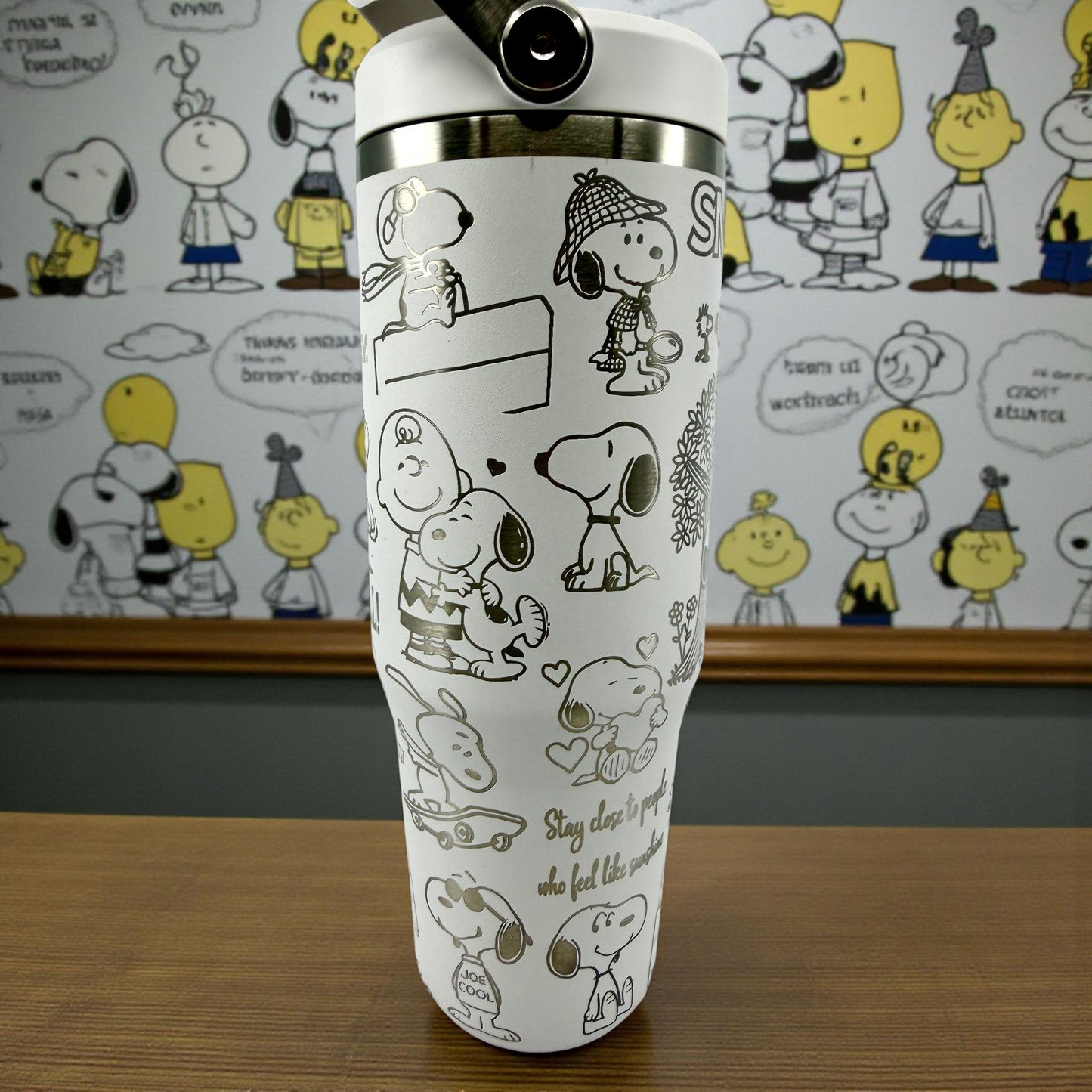 Laser Engraved Snoopy Peanuts 30 oz Stanley Tumbler – Iceflow Flipstraw