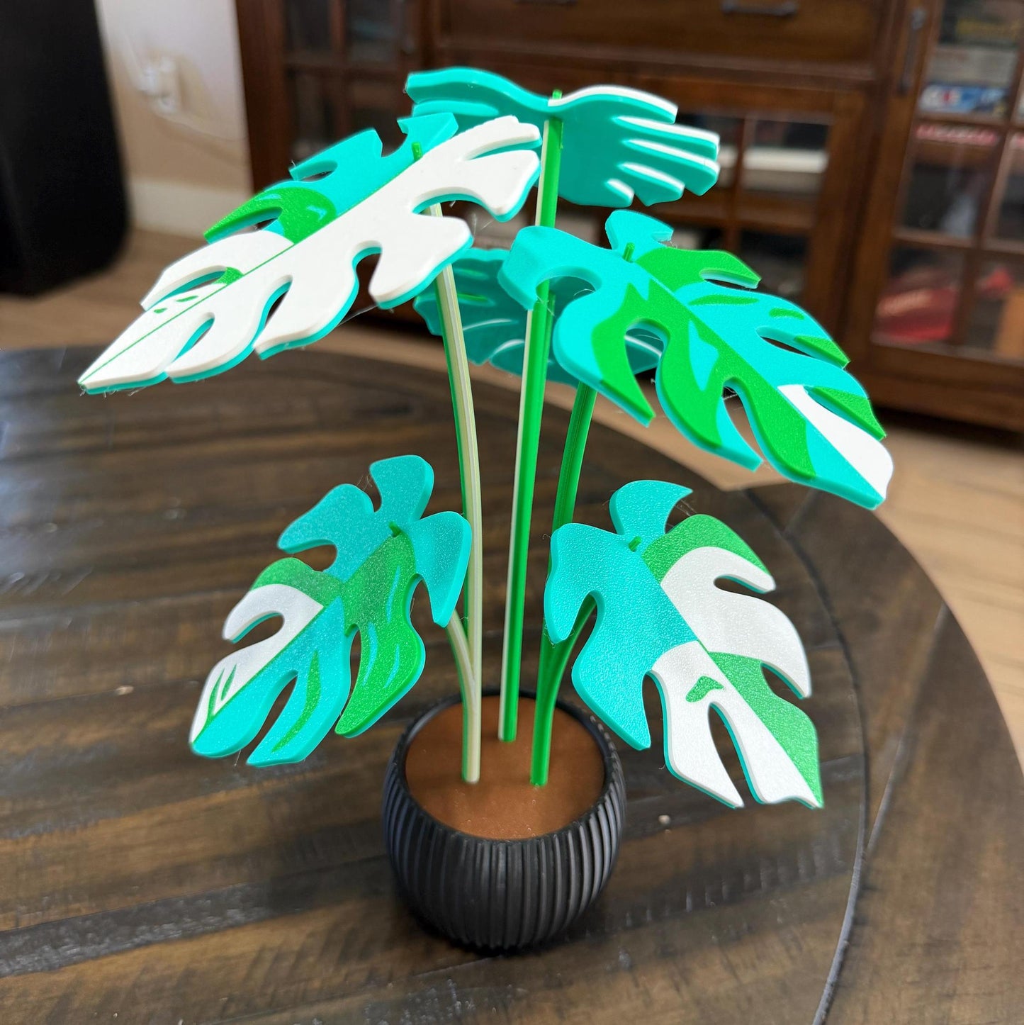 3D Printed Monstera Coaster Set | Modern Plant Home Decor, 6-Piece Functional Leaf Design