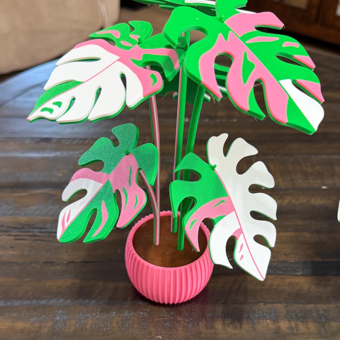 3D Printed Monstera Coaster Set | Modern Plant Home Decor, 6-Piece Functional Leaf Design