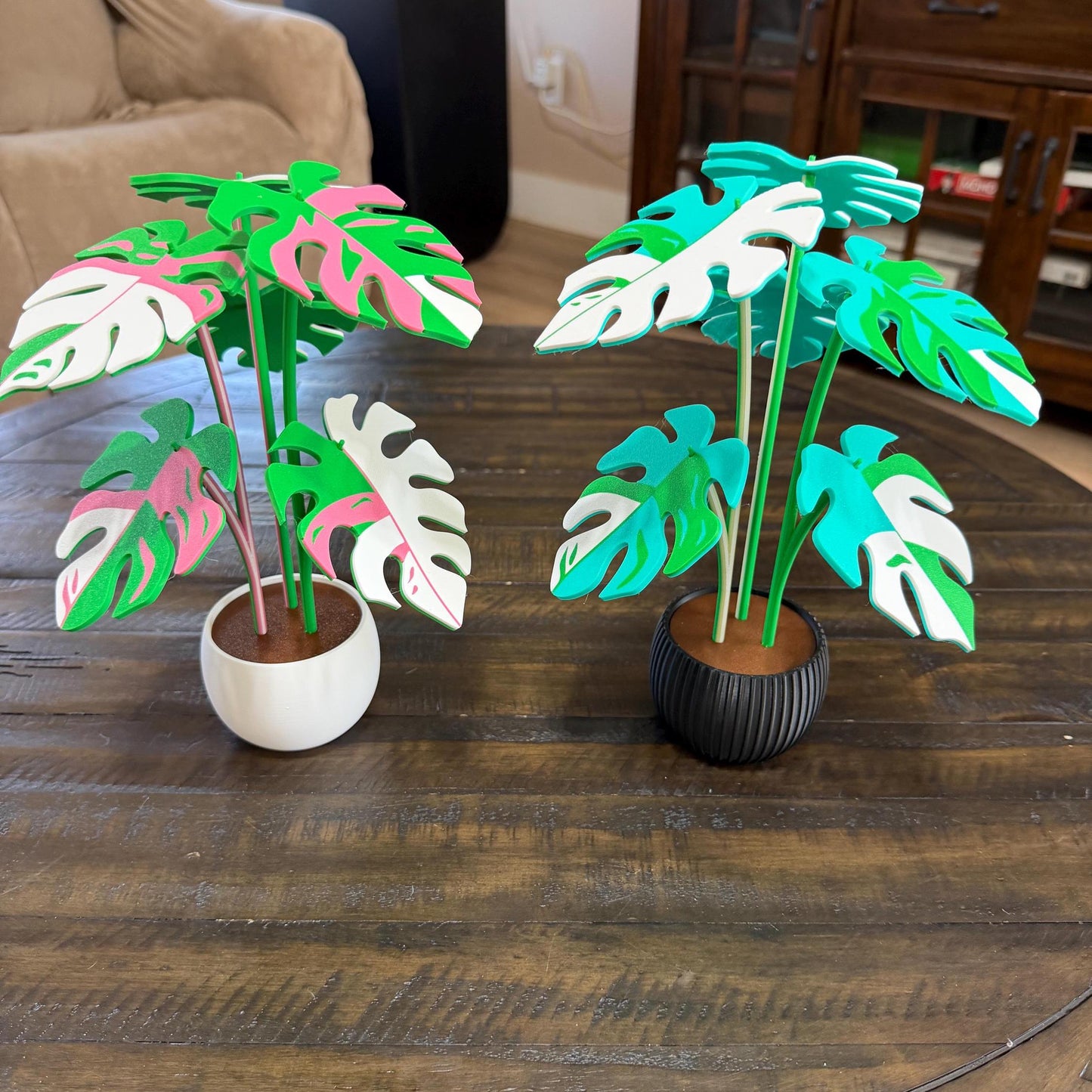3D Printed Monstera Coaster Set | Modern Plant Home Decor, 6-Piece Functional Leaf Design