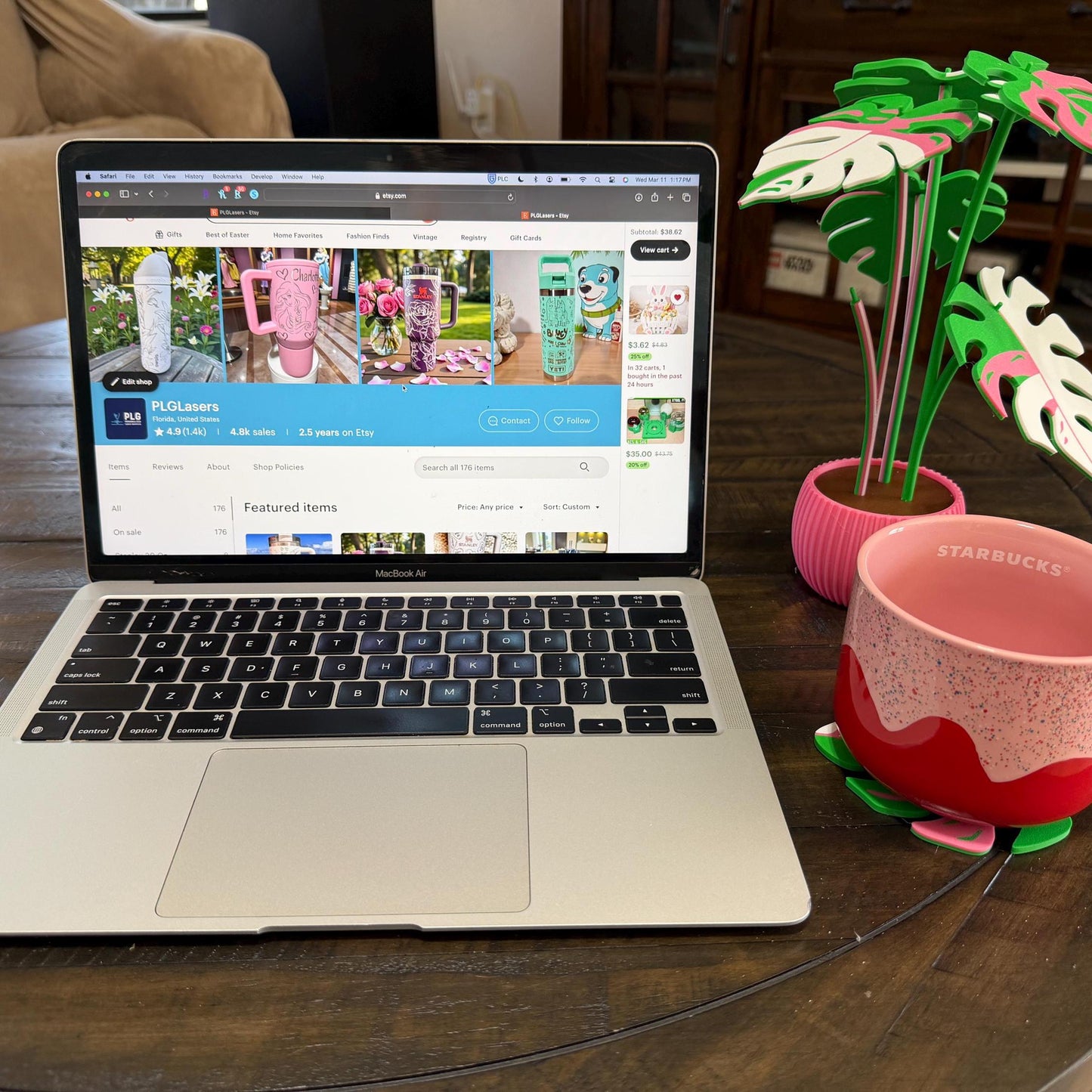 3D Printed Monstera Coaster Set | Modern Plant Home Decor, 6-Piece Functional Leaf Design