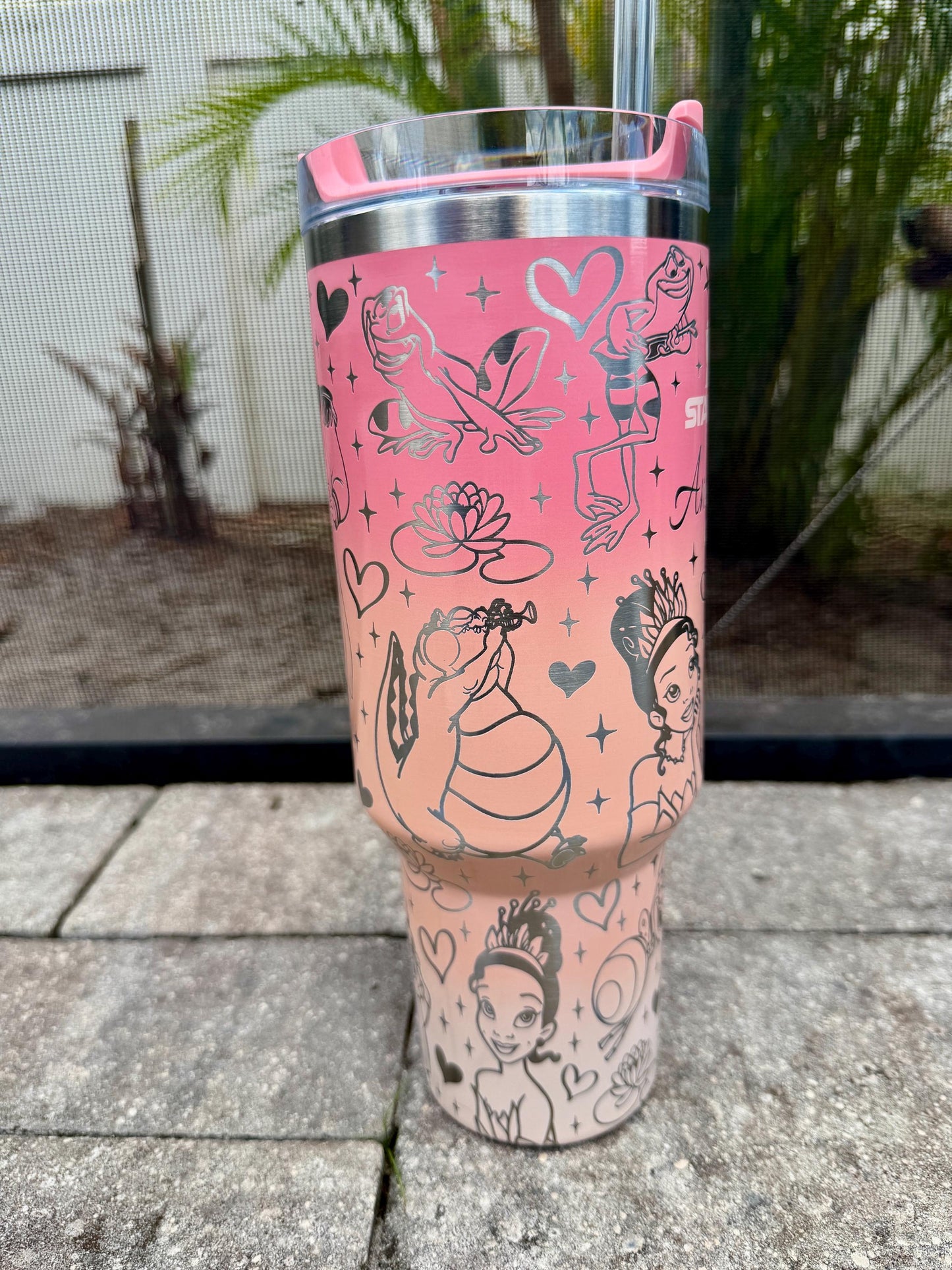 Princess and Frog Engraved Stanley Tumbler - 40 oz H2.0 Quencher