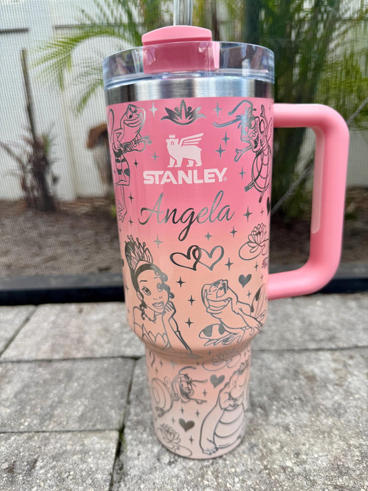 Princess and Frog Engraved Stanley Tumbler - 40 oz H2.0 Quencher