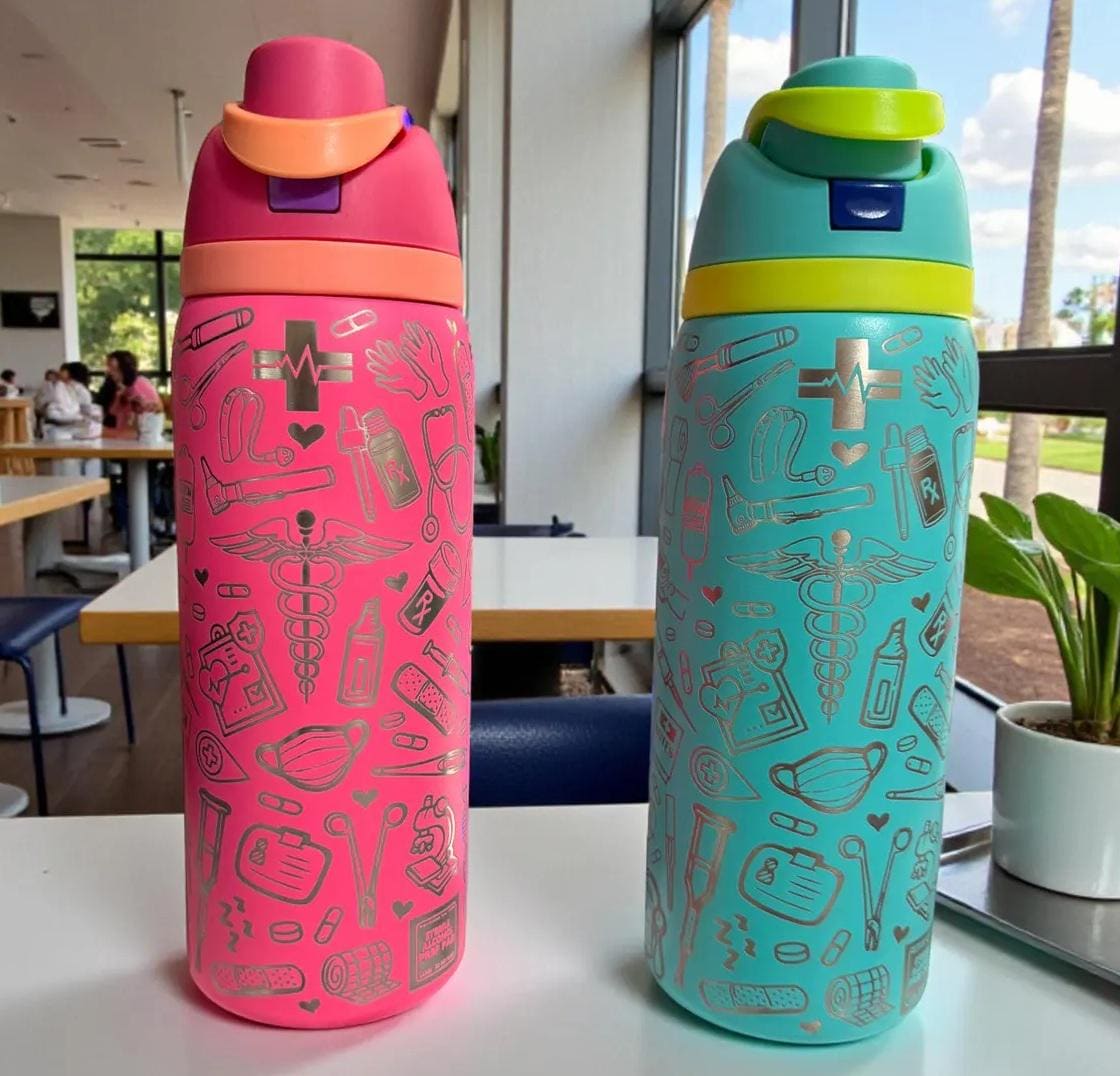 Nurse Life -32 oz Owala Dupe Free Sip Tumbler, Full wrap engraved