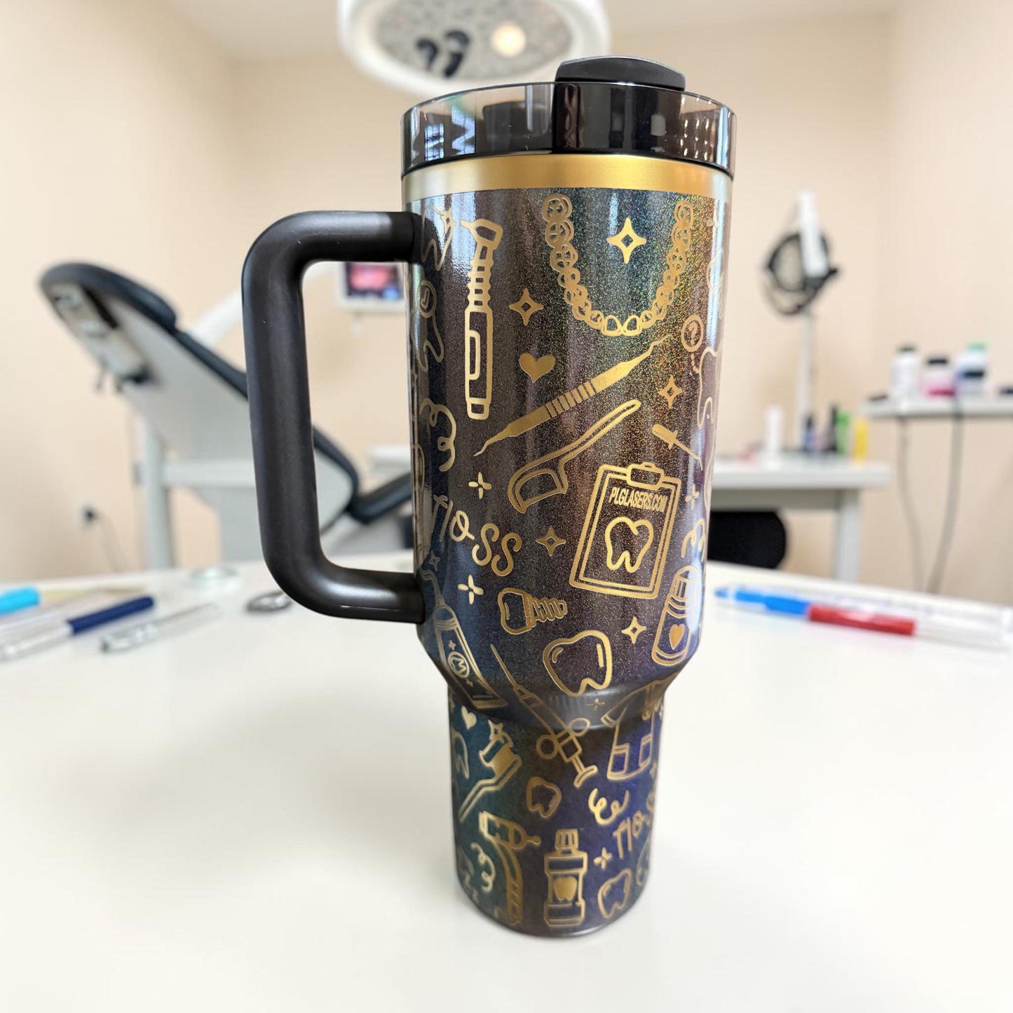 Dental Work Engraved Tumbler: 40 Oz Stanley or Unbranded or Owala Cup with Handle