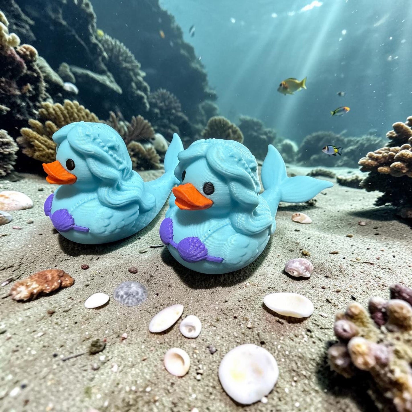 Mermaid Duck, 3D Printed PLA, Cruising Duck Toy, Ocean Decor