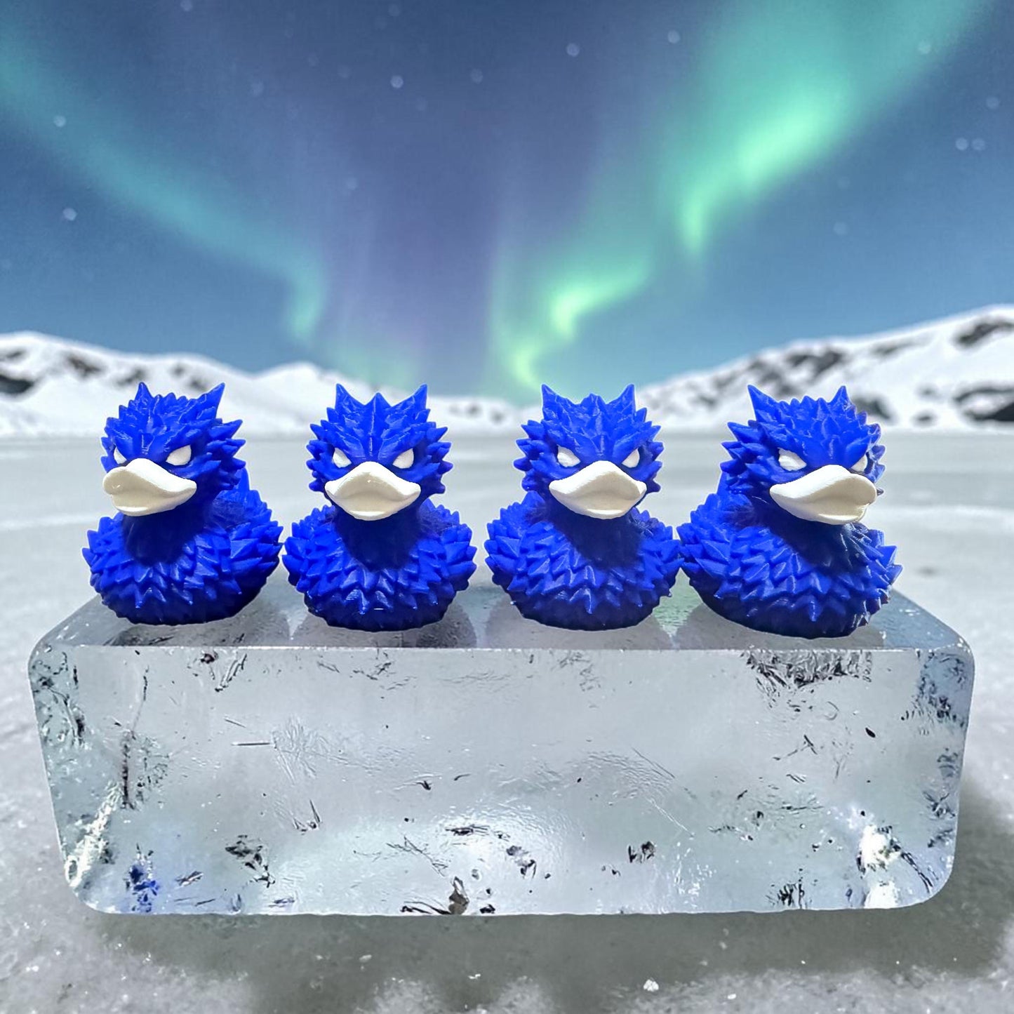 Frost-Quacker Ice Duck, 3D Printed PLA Collectible, Winter Desk Decor